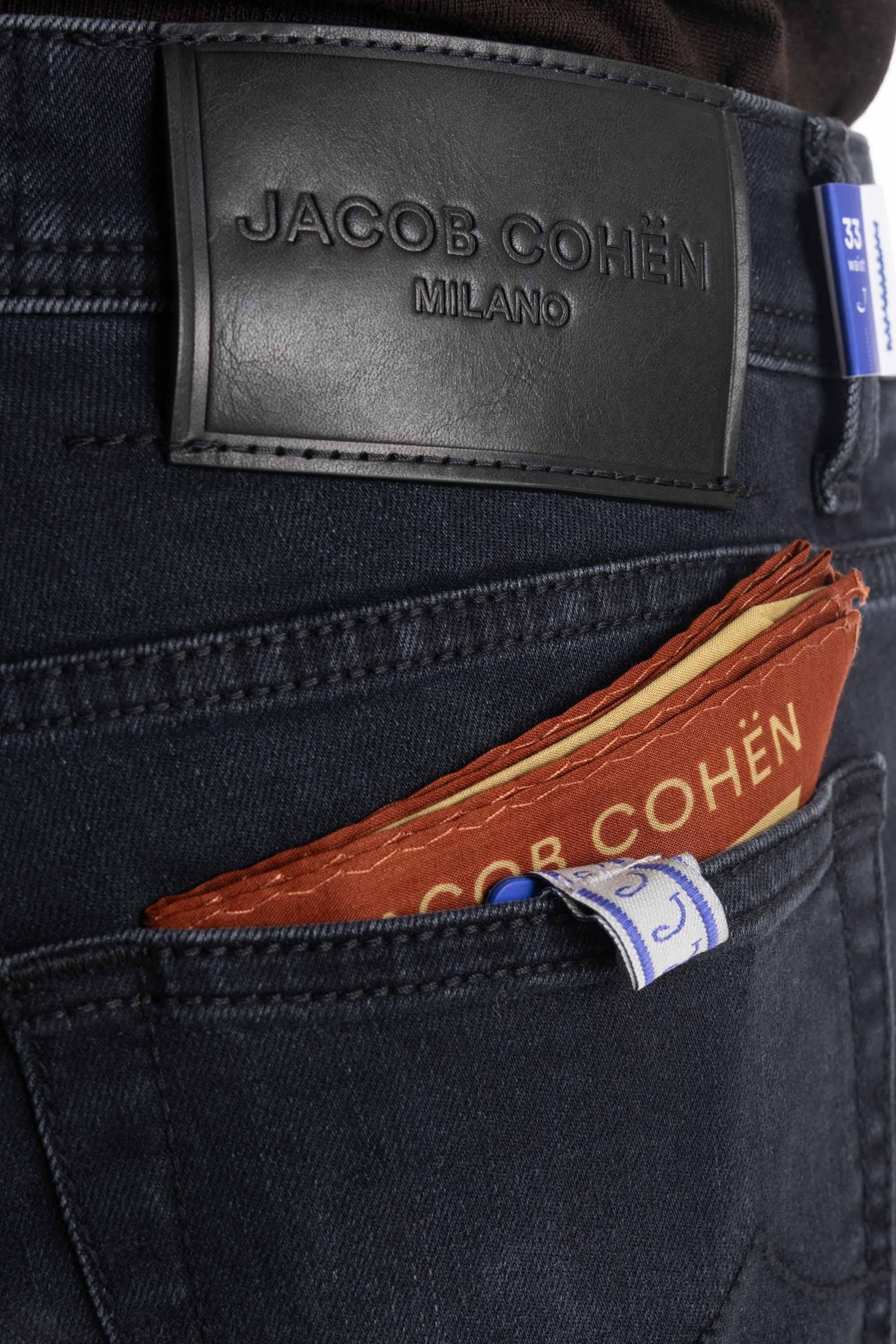 Jeans nero etichetta in pelle modello Nick slim fit E07 30 S 3622 NICK SLIM 916D Jacob Cohen