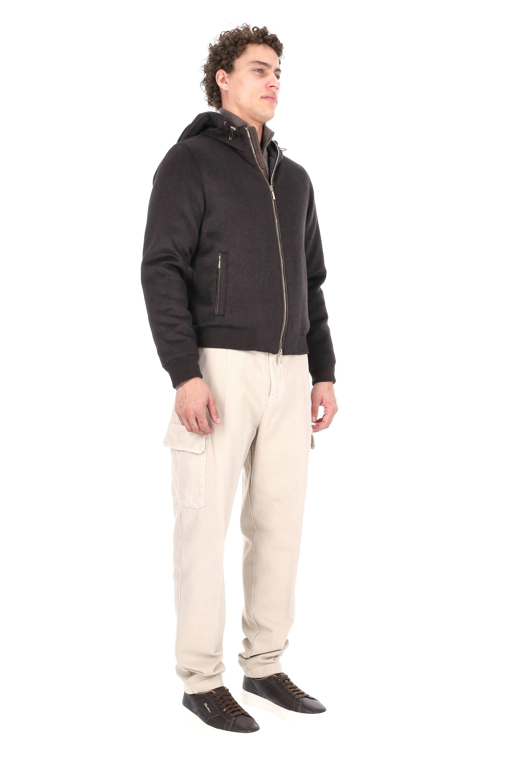 Moorer Giubbotto bomber in baby cashmere imbottito in piuma BRIGNO-BAB U0202