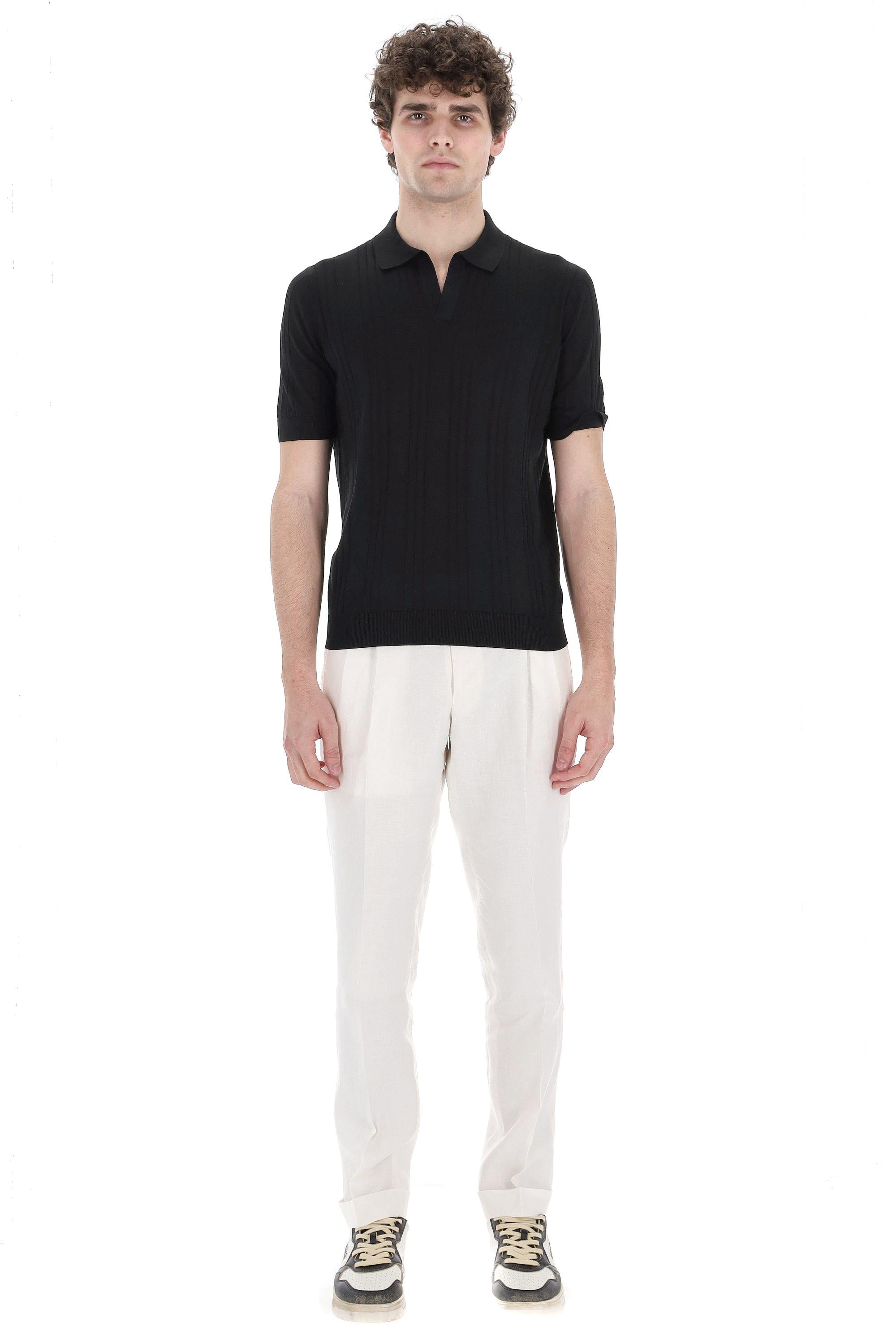 Polo in pura seta open collar PAVEL GSE25-03 25E222 099 Tagliatore