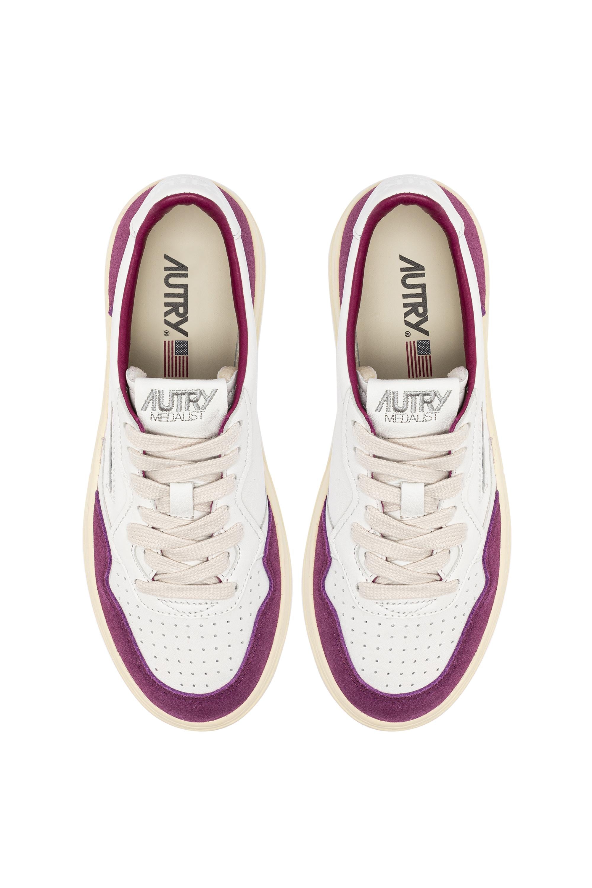 Autry Sneaker Medalist in pelle di capra e camoscio fucsia AULW GS39 WHT/SCRLT