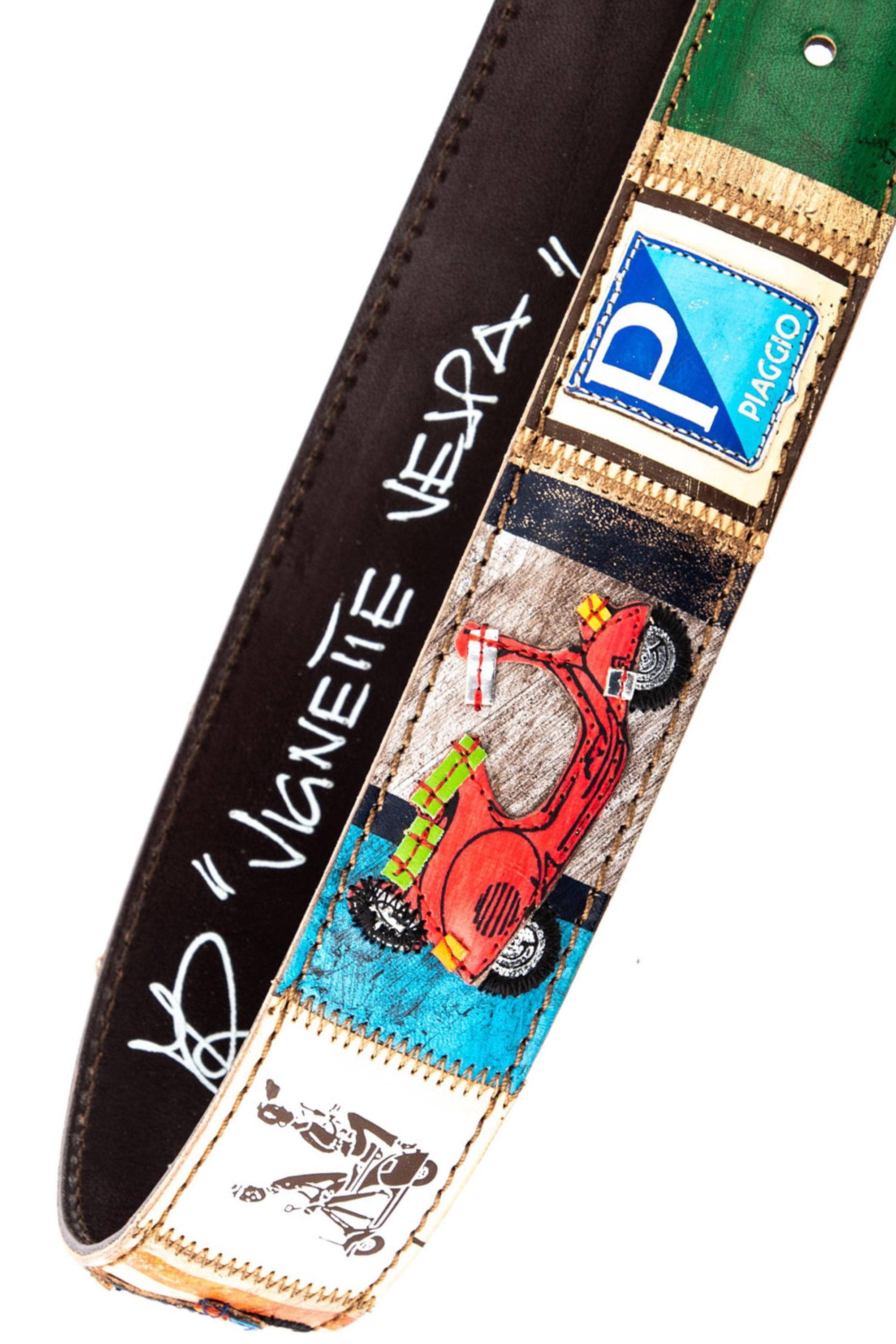 Artigianato Italiano Cintura artigianale in pelle "Vignette Vespa" VIGNETTE VESPA MLTCLR