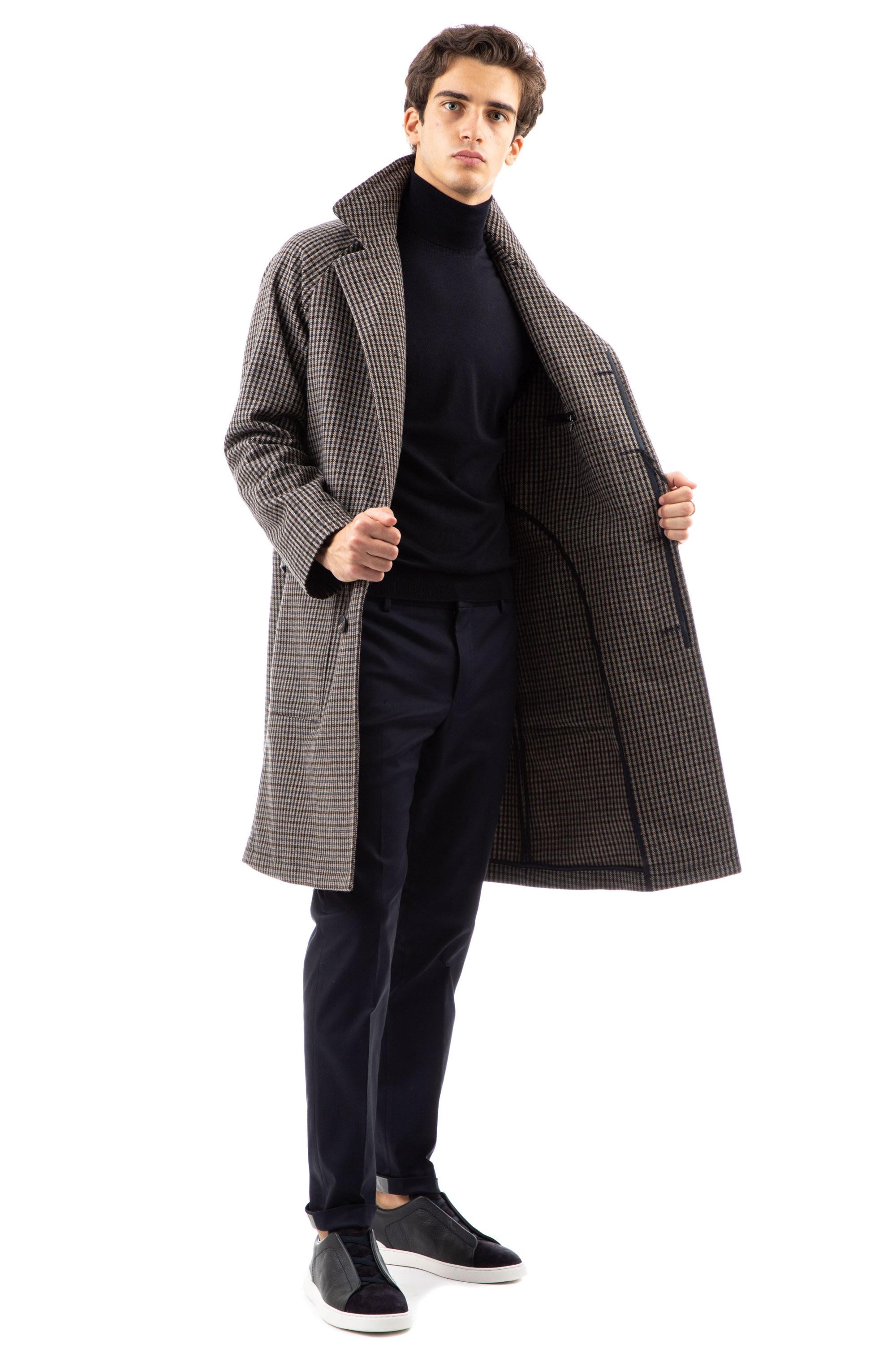 Cappotto monopetto in lana pied poule LOYD/S 770072 T1128 Tagliatore