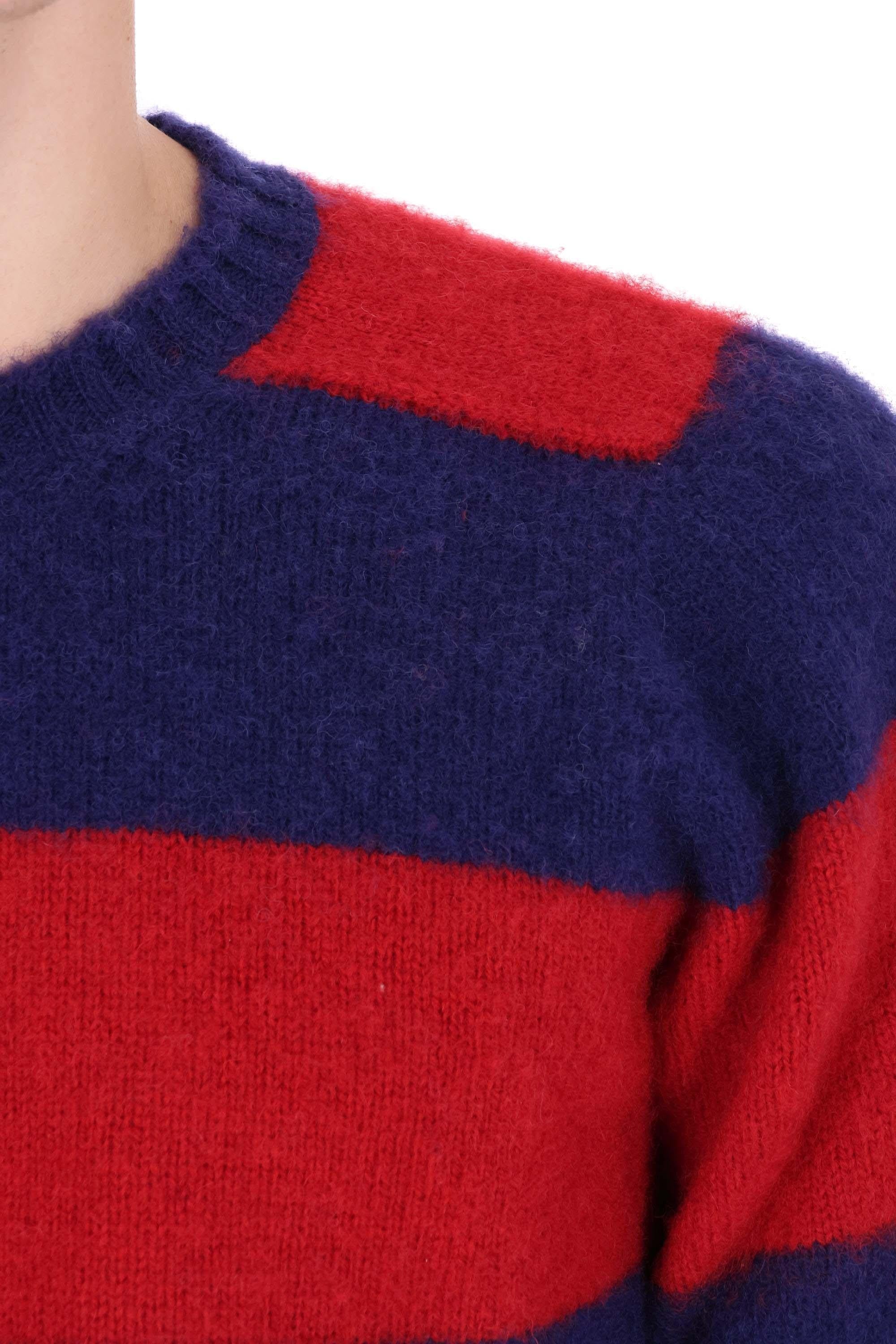 Howlin' Maglia girocollo in lana shetland Shaggy Bear SHAGGY BEAR-CHUNKY STRIPES BLUE DREAMS