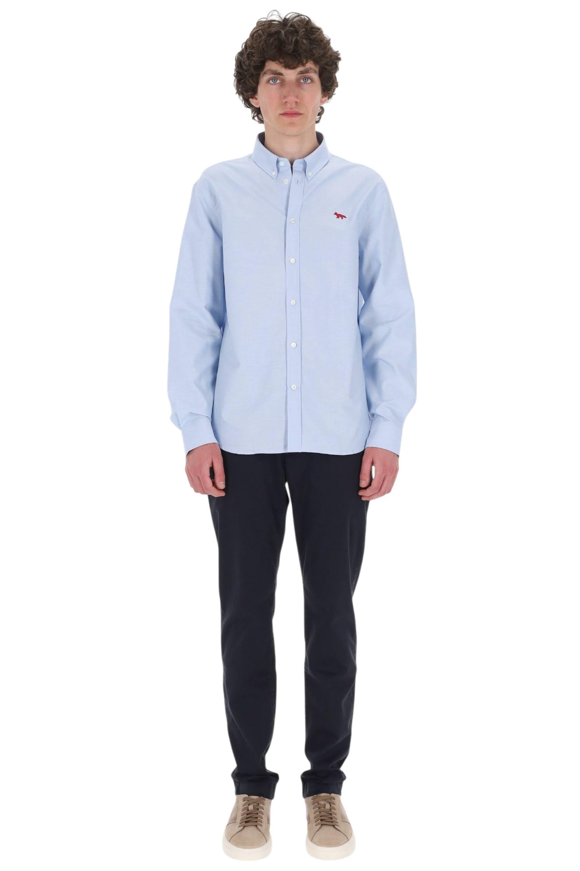Maison Kitsuné Camicia in oxford di cotone "red fox" QM00425WC5081 PURE BLUE