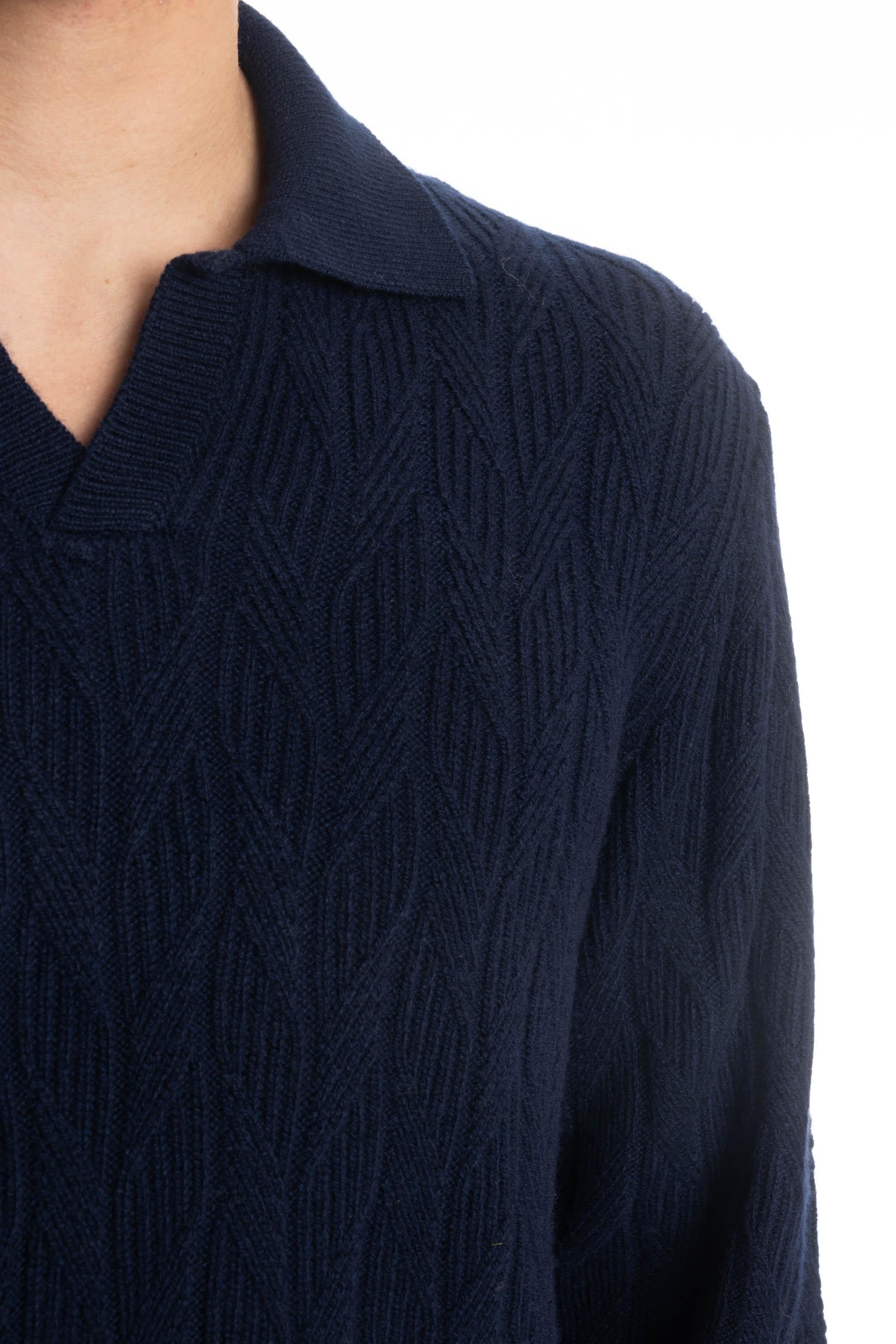 Polo open collar in lana di agnello D7W146SP.2 790 Drumohr