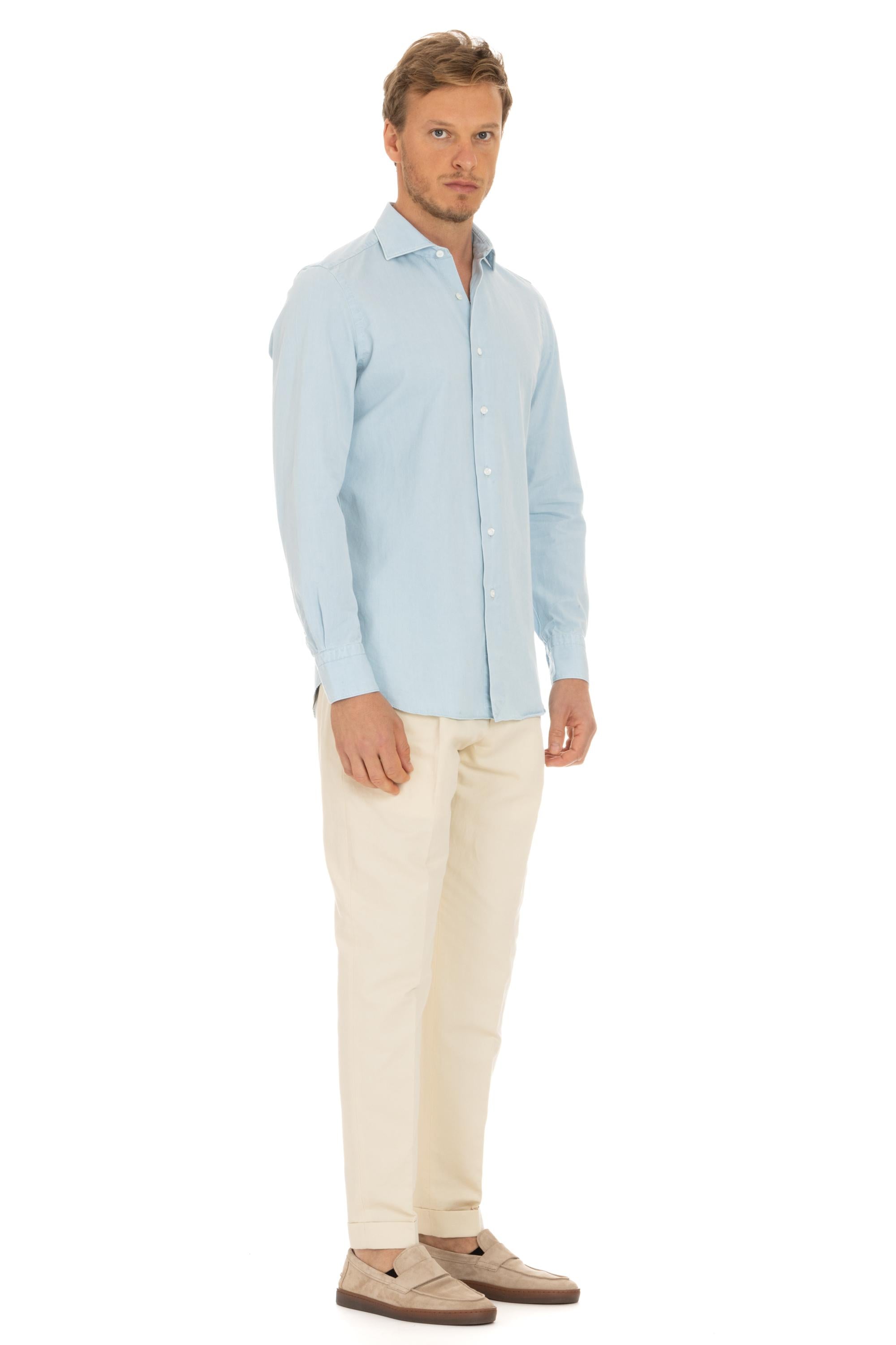 Camicia in denim extra chiaro linea Milano C0529D MILANO ZANTE PZ 04 Finamore