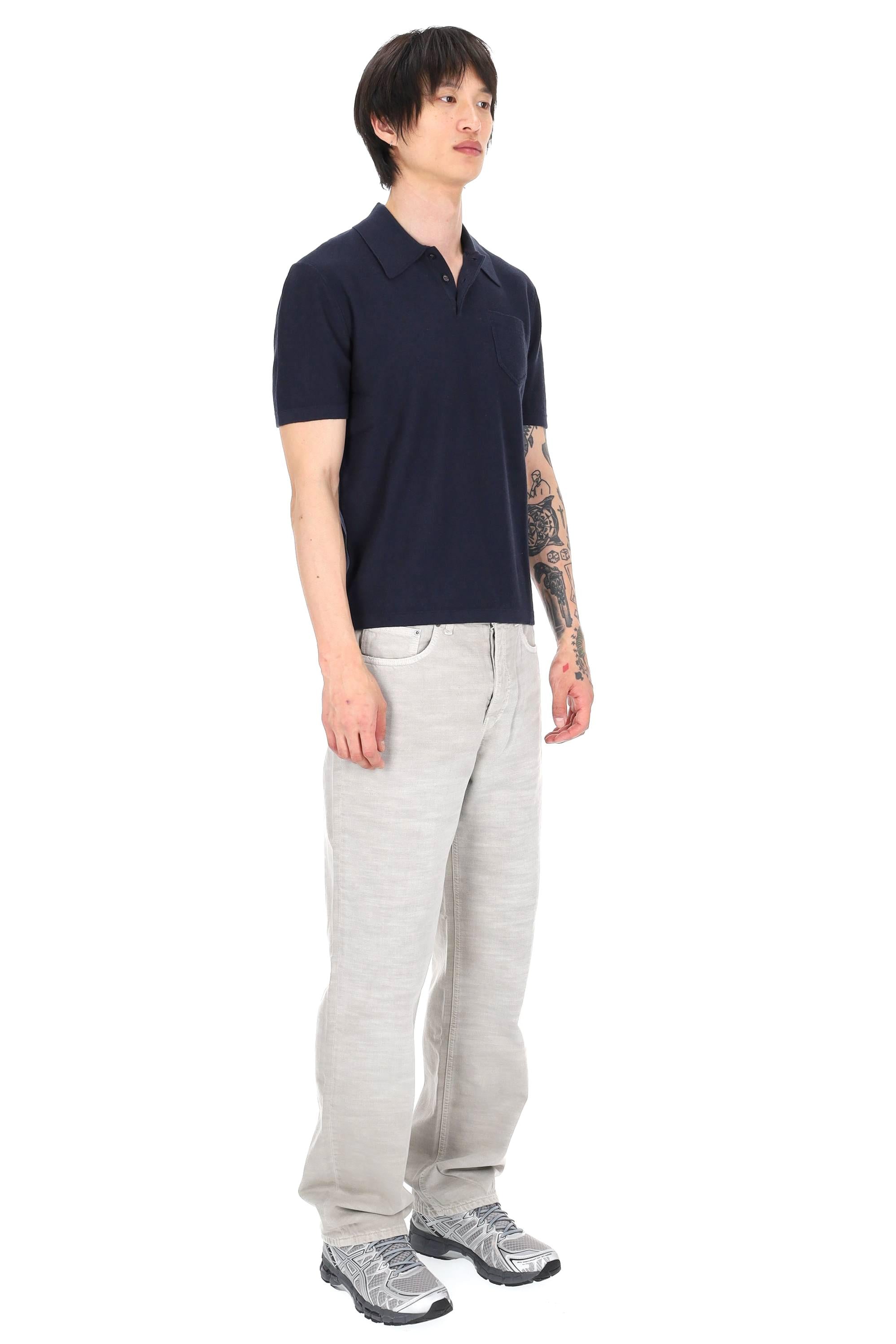 A.P.C. Polo in cotone-cashmere con taschino COHNX-H23476 IAK-DARK NAVY