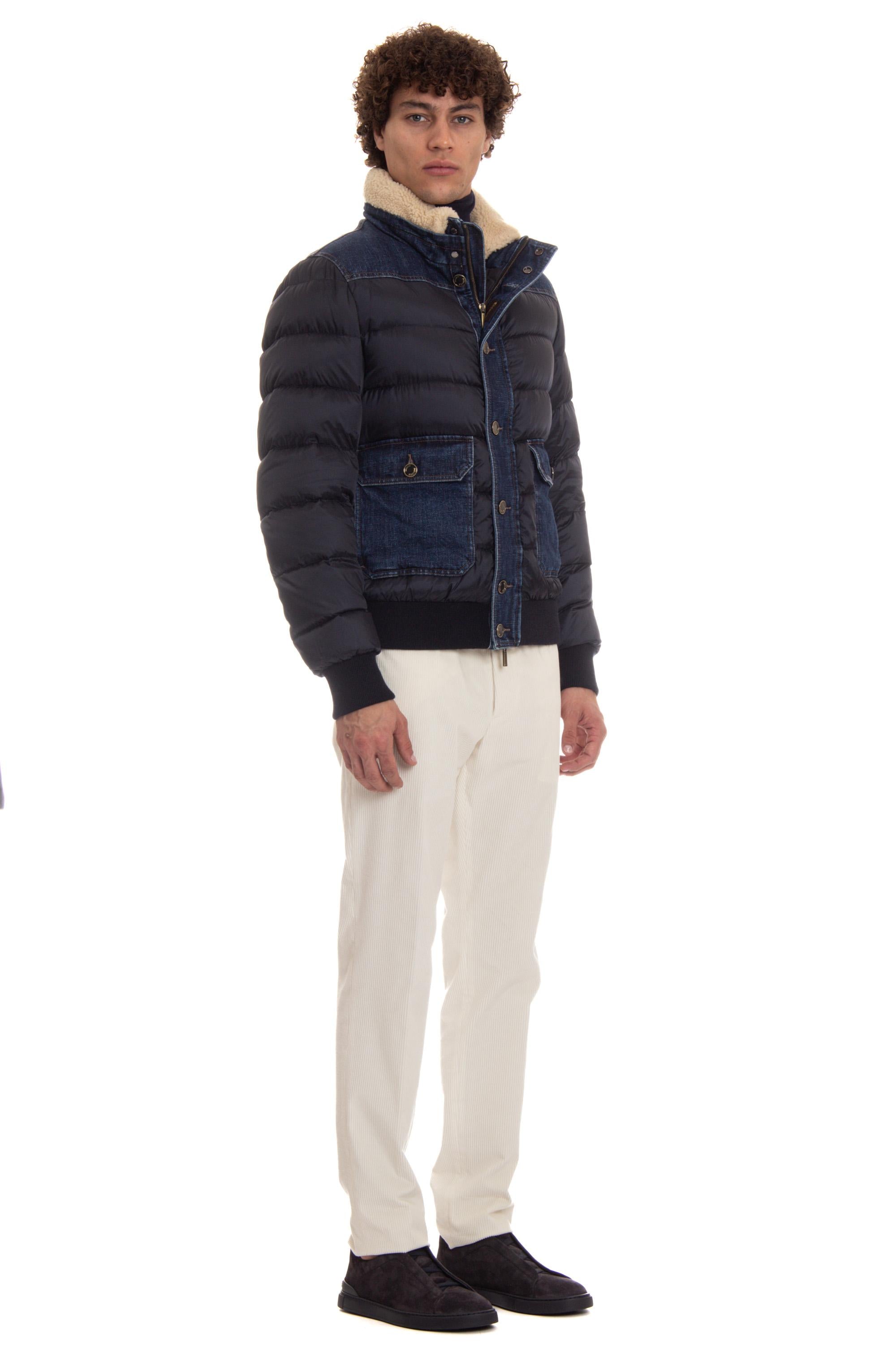 Moorer Piumino con dettagli in denim mod. Fantoni-104S FANTONI 104S BLU
