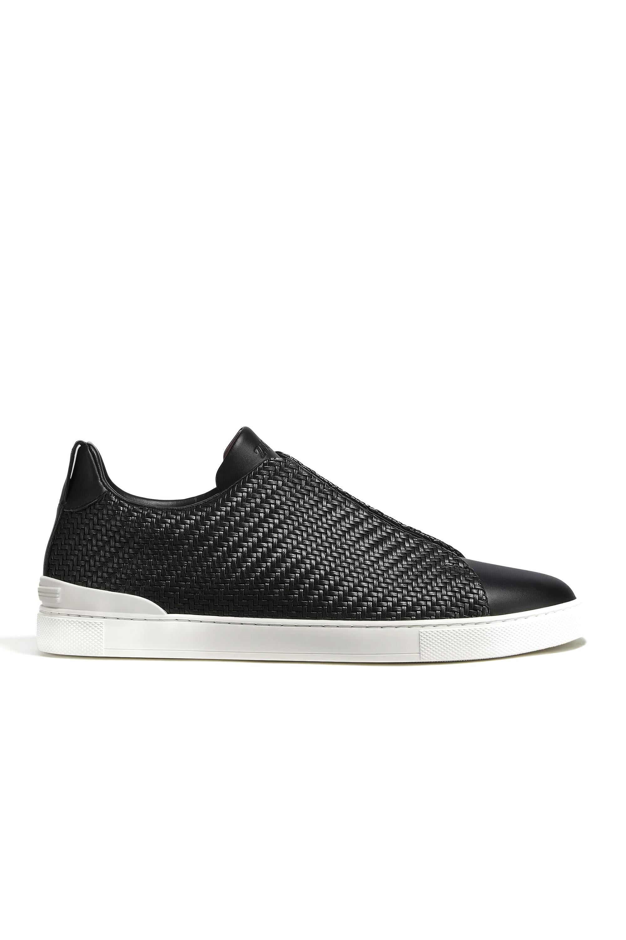 Zegna Sneakers Triple Stitch in pelle tessuta LHSPT_S4665Z NER