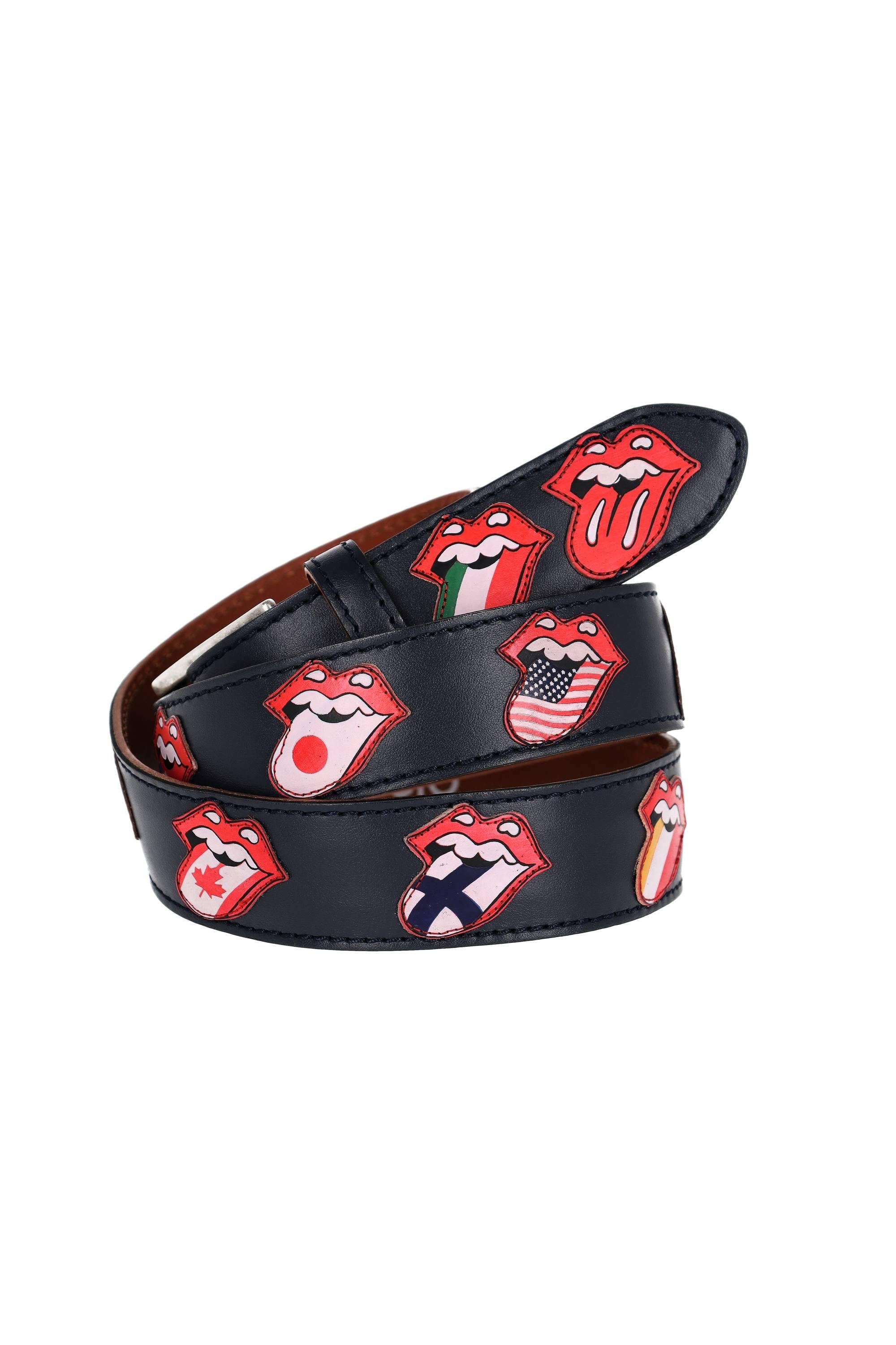 Artigianato Italiano Cintura artigianale in pelle "Lingue del Mondo" LINGUE DEL MONDO BLU