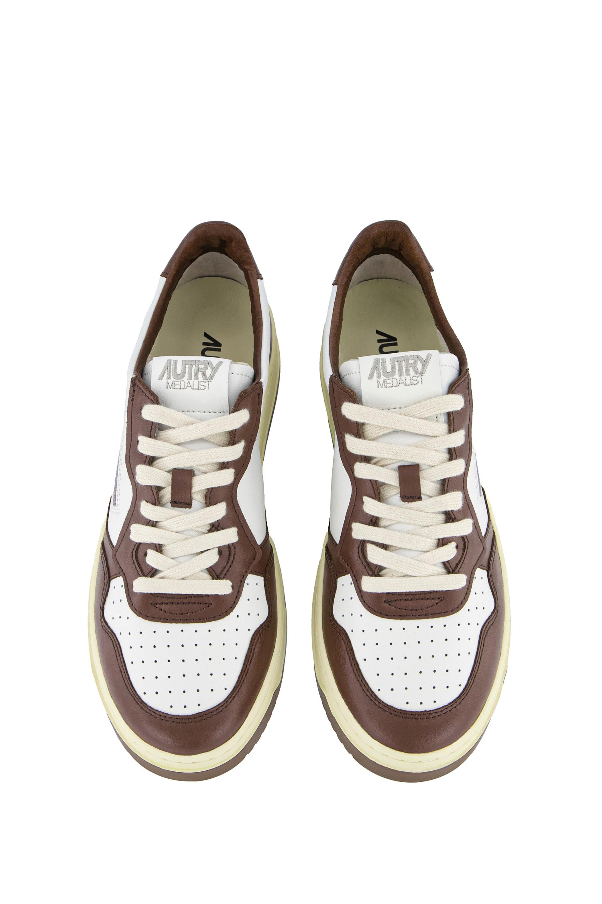 Sneaker Medalist bicolor in pelle AULM WB46 WHT/CHESTNUT Autry