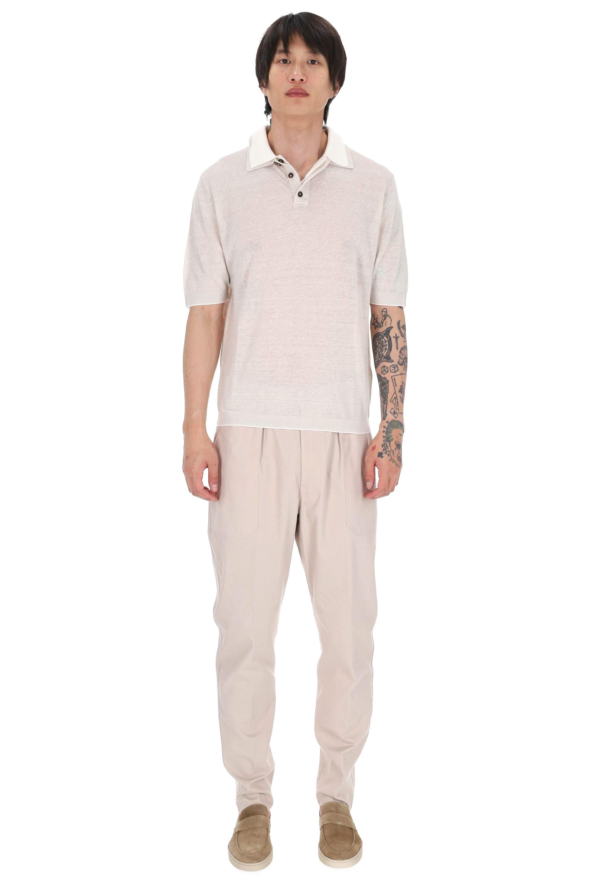 Eleventy Polo con doppio colletto in lino-cotone-cashmere M76POLM01 MAG0M059 02-01