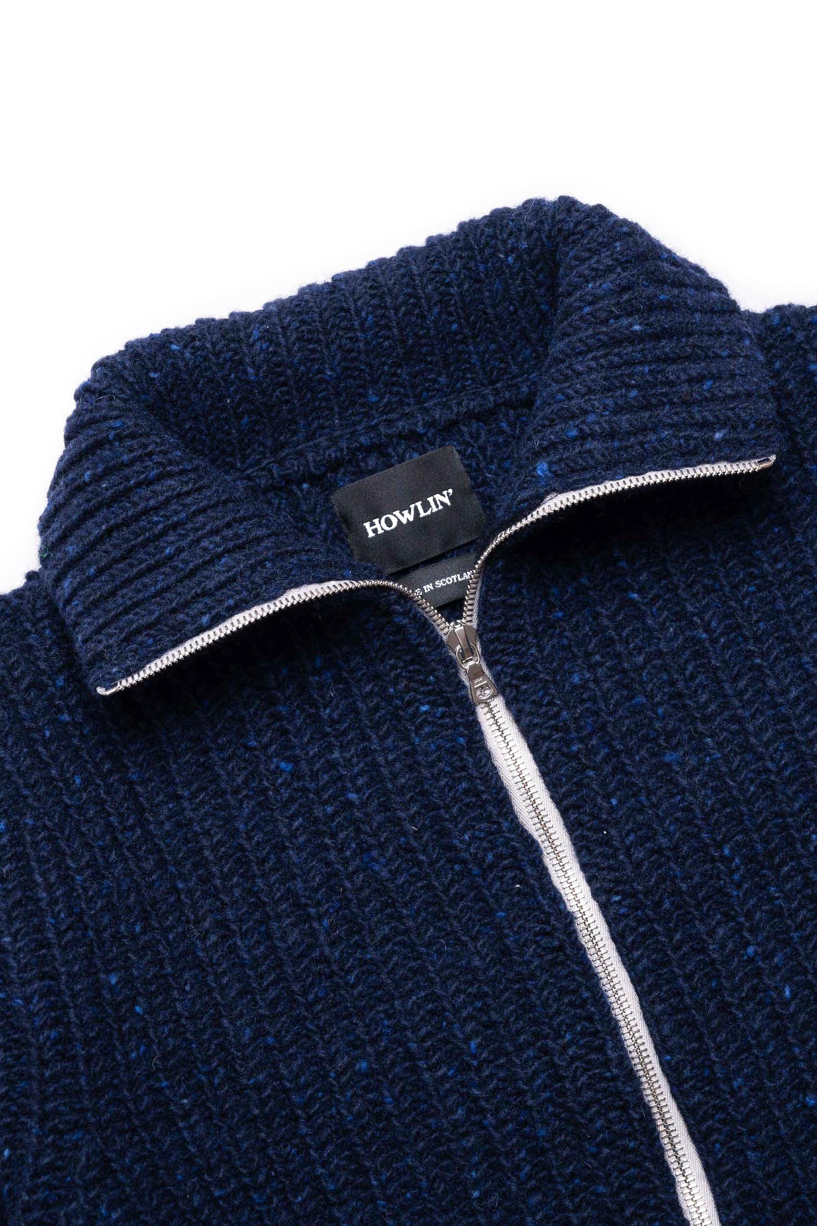 Howlin' Maglia full zip in lana effetto "sale-pepe" LOOSE ENDS/2 NAVY
