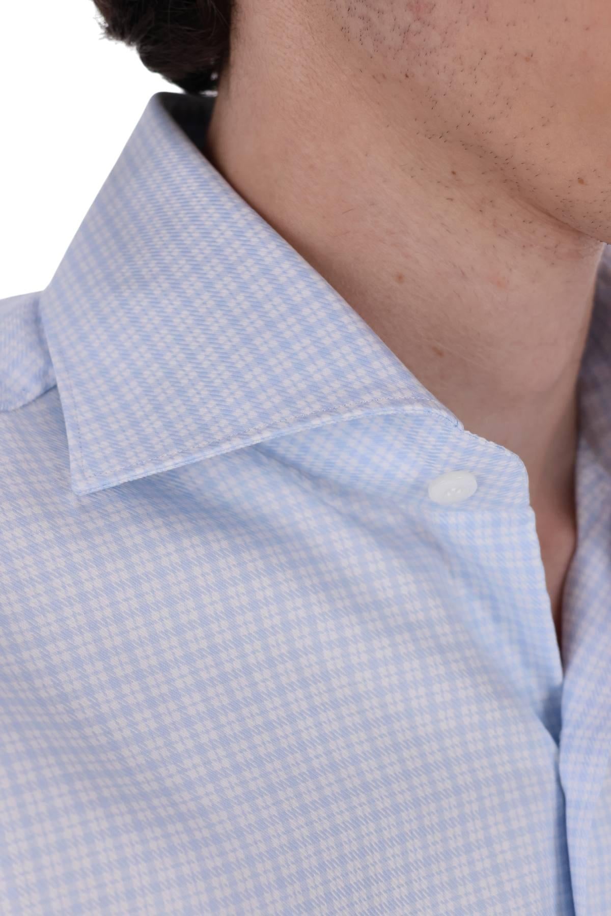 Finamore Camicia in cotone micro quadretto linea Milano ML 460187 C0784 02