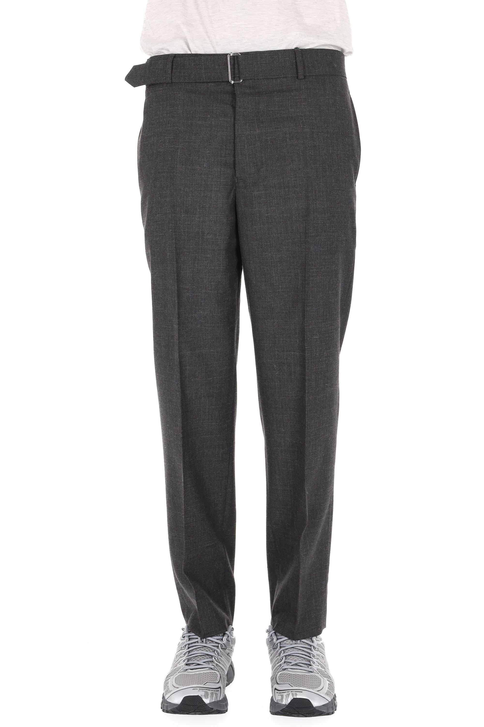 Officine Générale Pantalone in lana-seta-lino mod. Hoche MTLG453 ANTHRACITE/ECRU