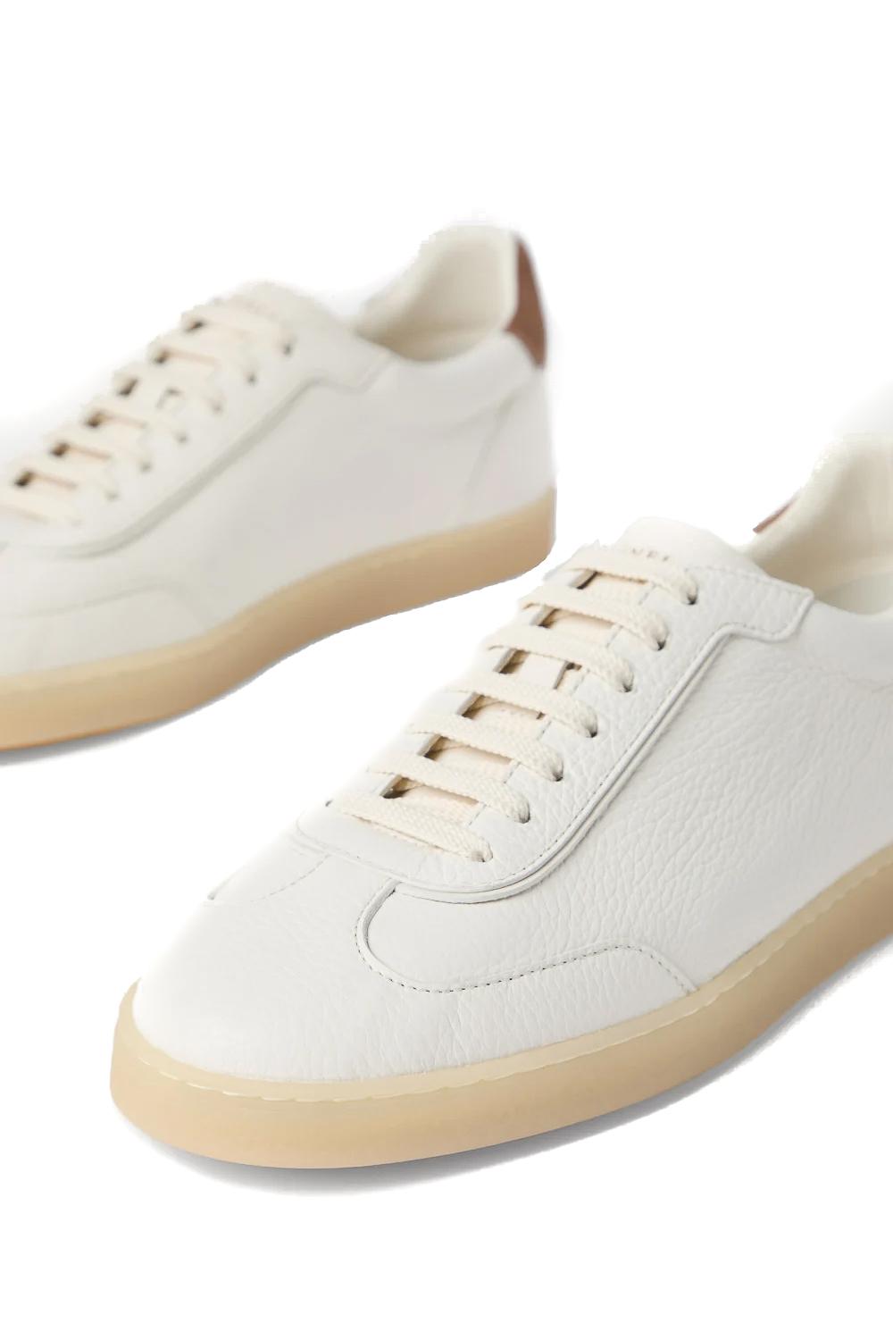 Brunello Cucinelli Sneaker in pelle con tag in camoscio 252MZUKSGJ336 CZX01