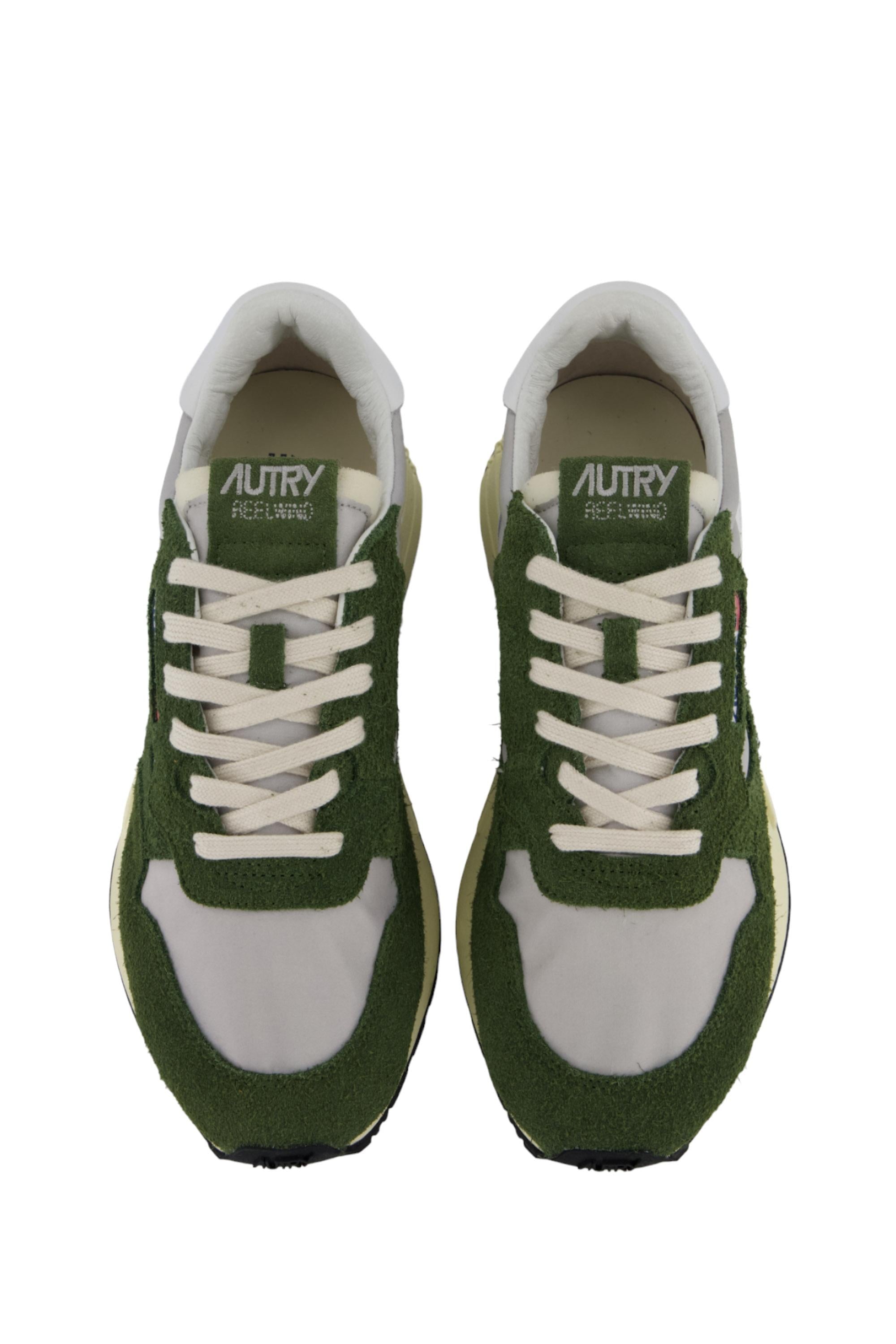 Running Reelwind verde in nylon e camoscio WWLM HN04 CYPRS/WHT Autry