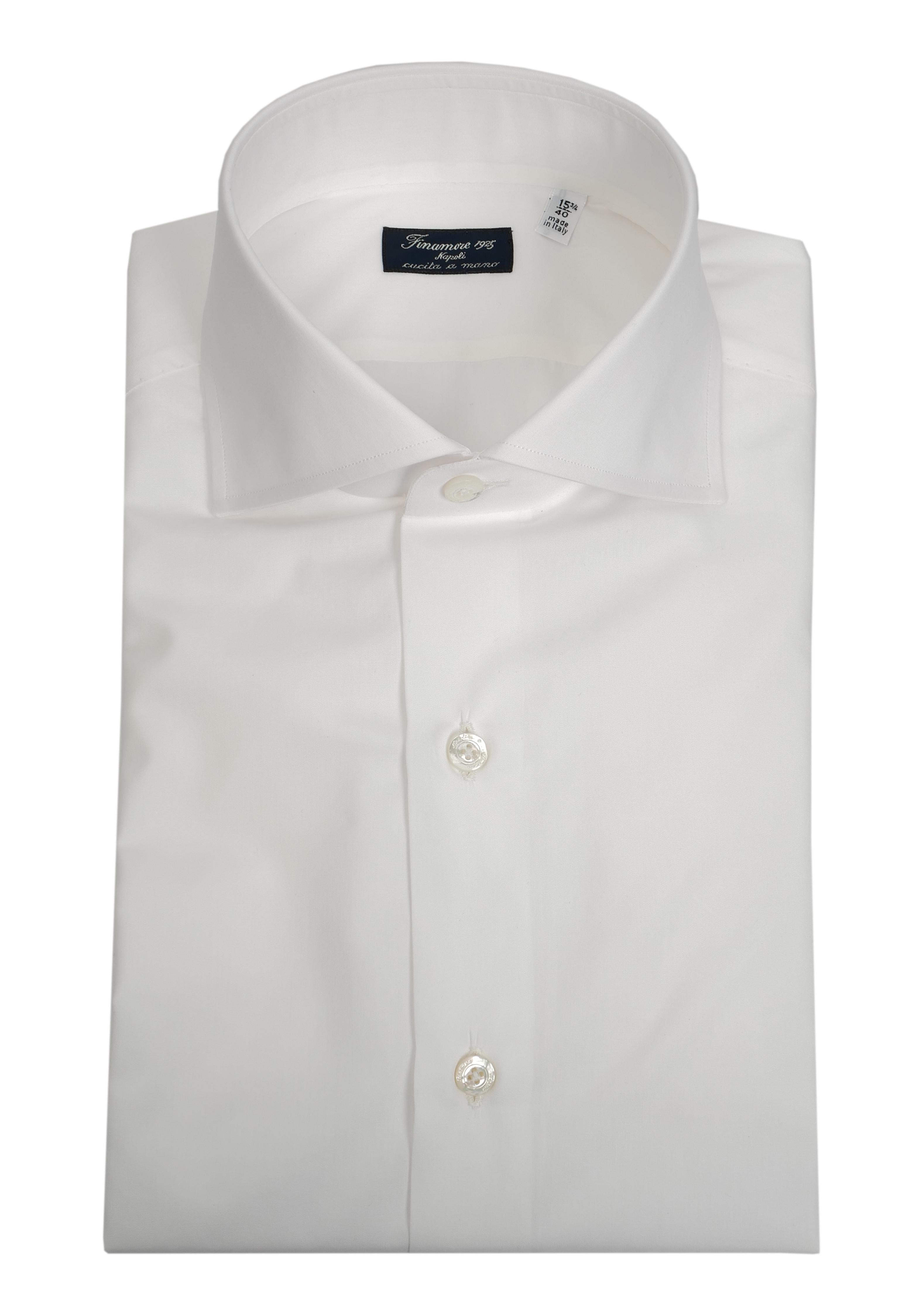 Finamore Camicia sartoriale in cotone popeline doppio ritorto linea napoli N-14001-C0147-EDUARDO 1