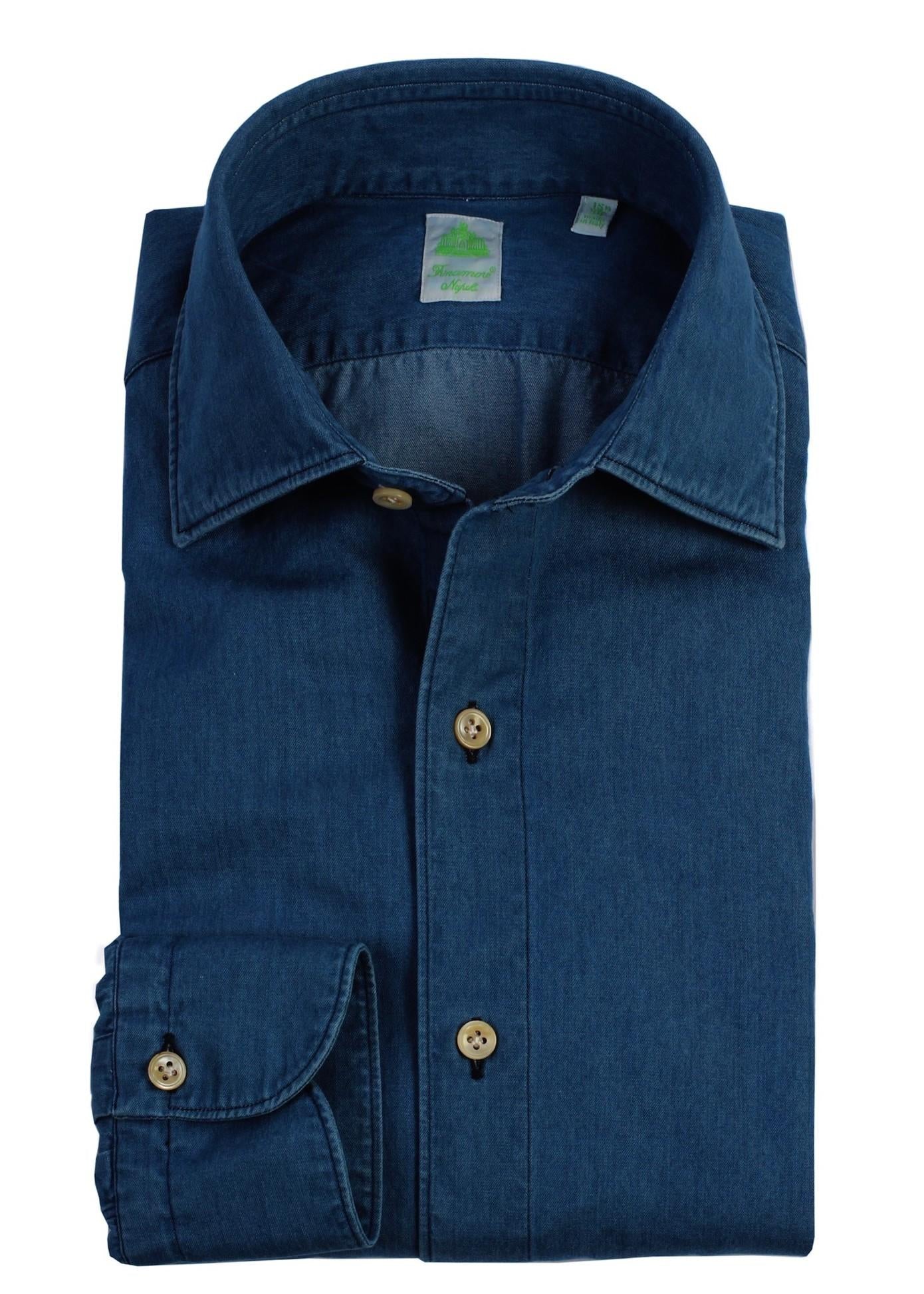 Camicia sartoriale in denim stone washed linea gaeta G-19542-C0160-LUIGI 12 Finamore