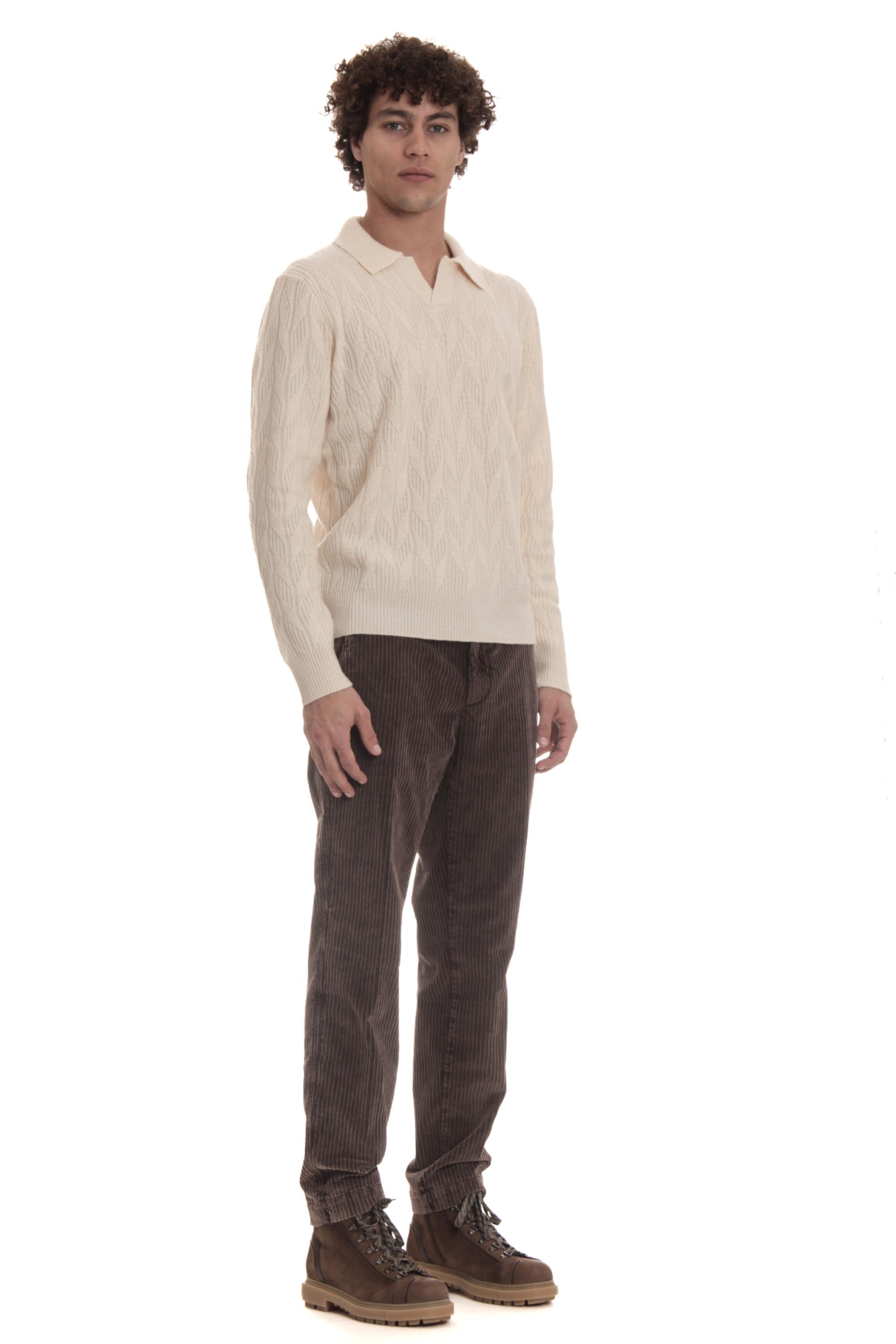 Polo open collar in lana di agnello D7W146SP.3 125 Drumohr