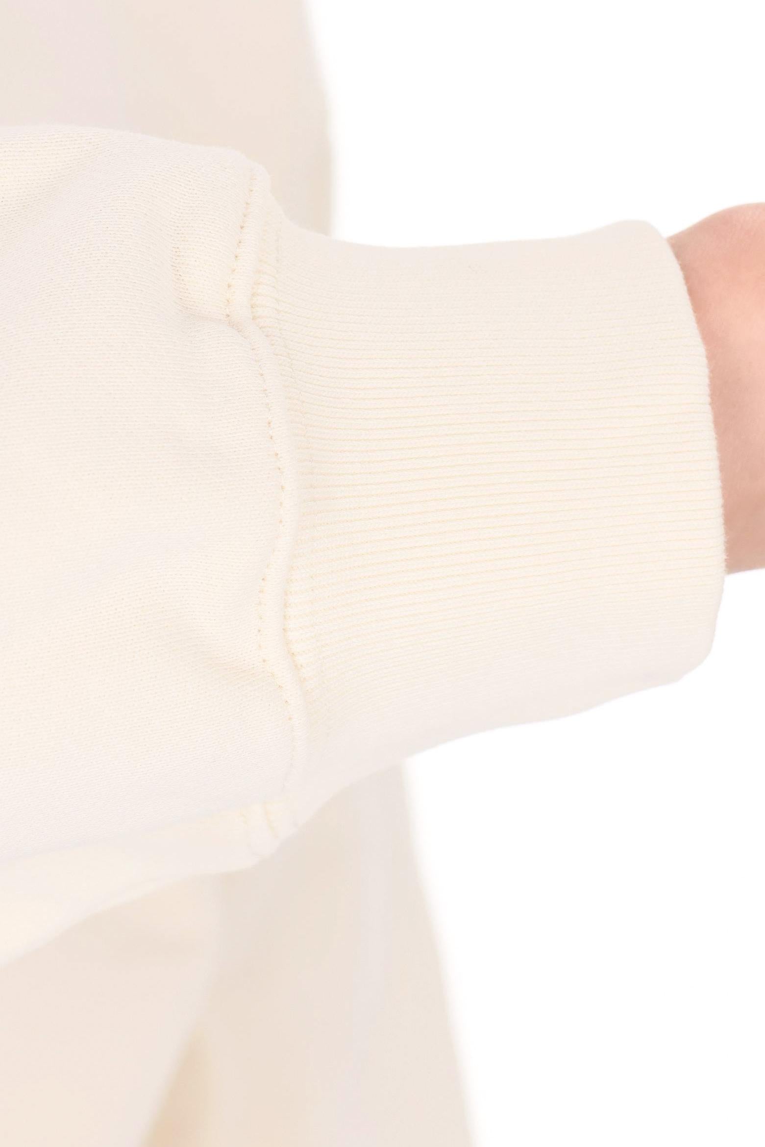 Maison Kitsuné Felpa girocollo in cotone con logo lettering centrale QM00300KM0341 NOBLE BEIGE