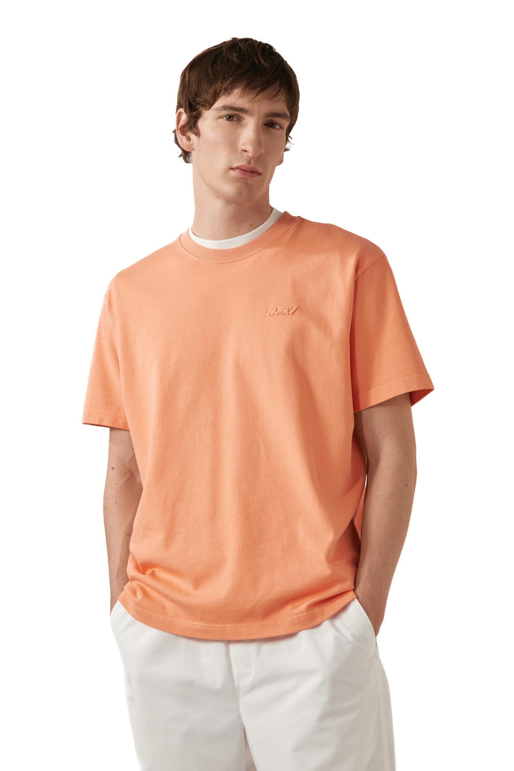 Autry T-shirt unisex in cotone con logo TSPX 053F HEA JER FRANGIPANE