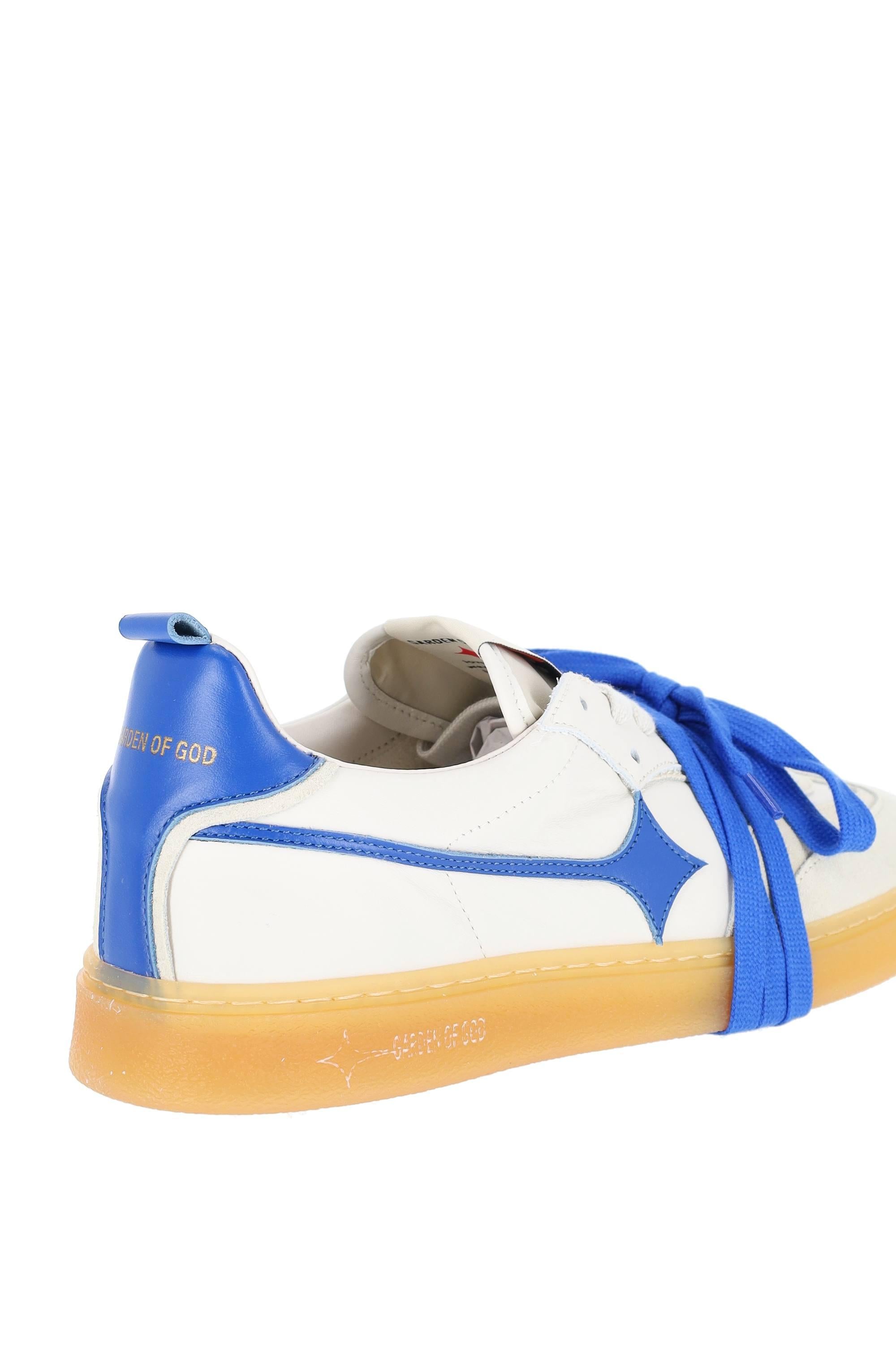 Garden of God Sneaker in pelle e camoscio con dettagli blu china mod. Earth EARTH/3 OFFWHITE/COBALTO
