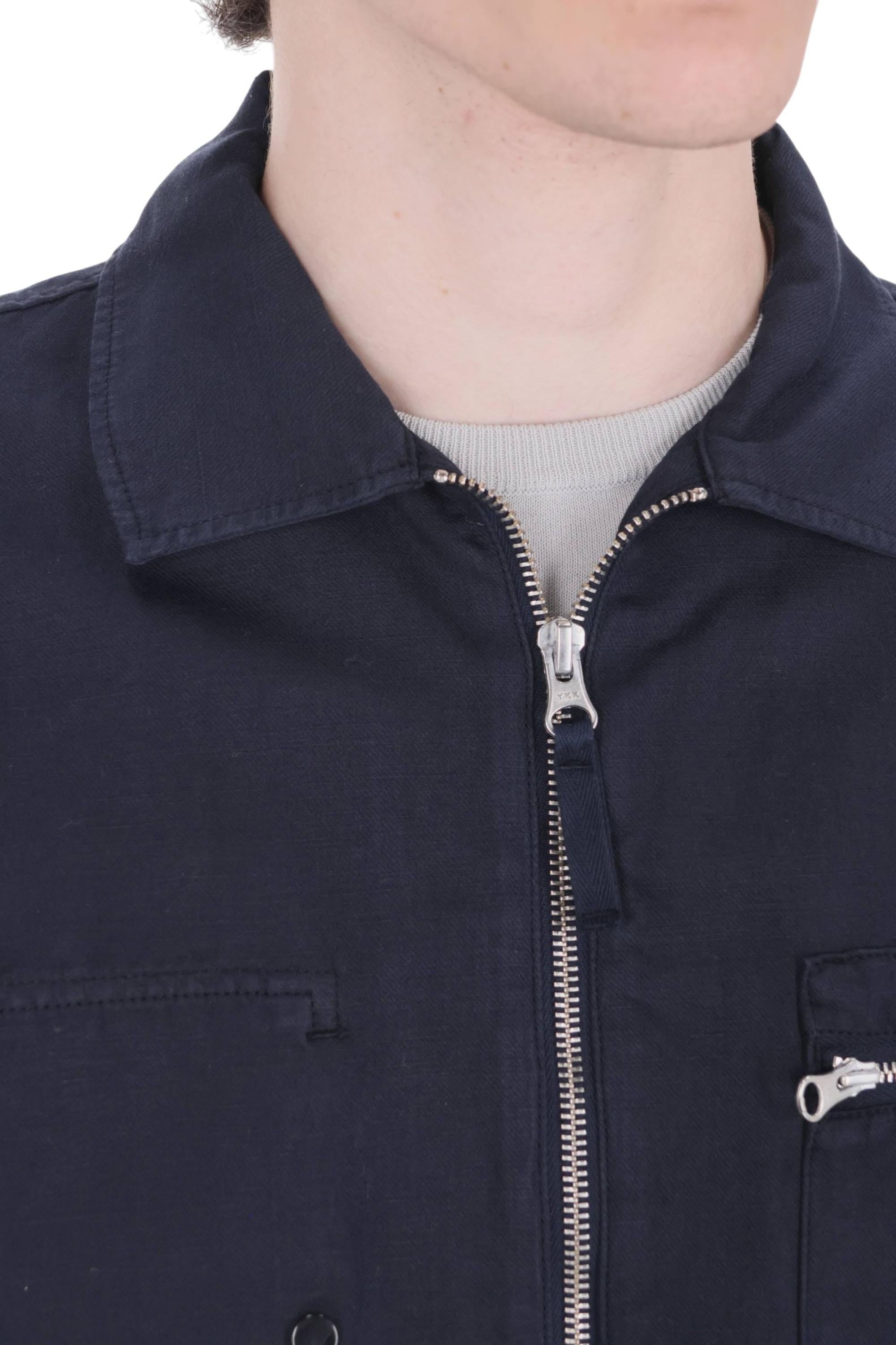 CP Company Overshirt con zip in cotone-lino 20CMOS226A 110626G 888