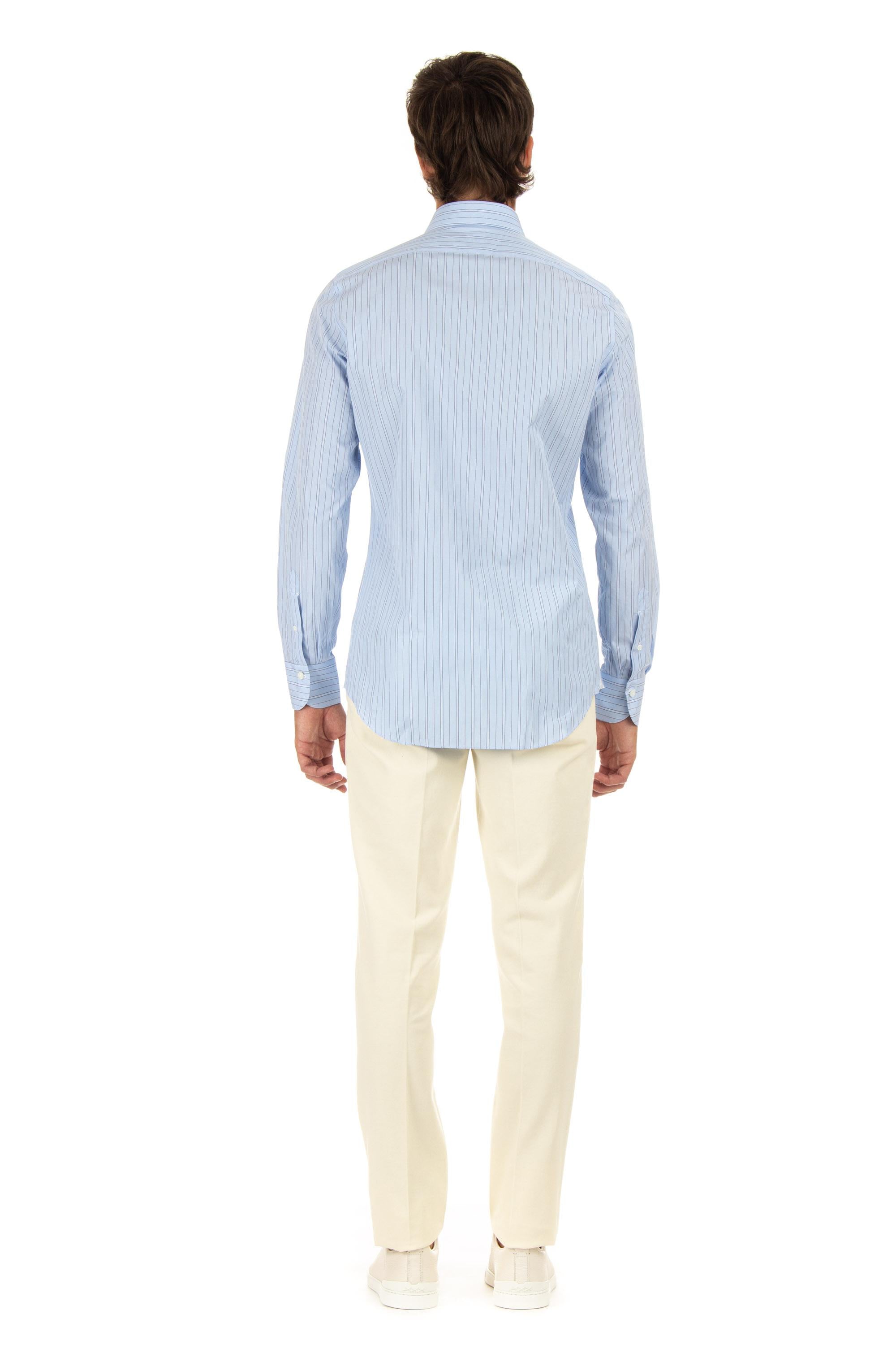 Finamore Camicia sartoriale rigata in popeline linea milano ML-ZNPS-Z 046035 C0533 2