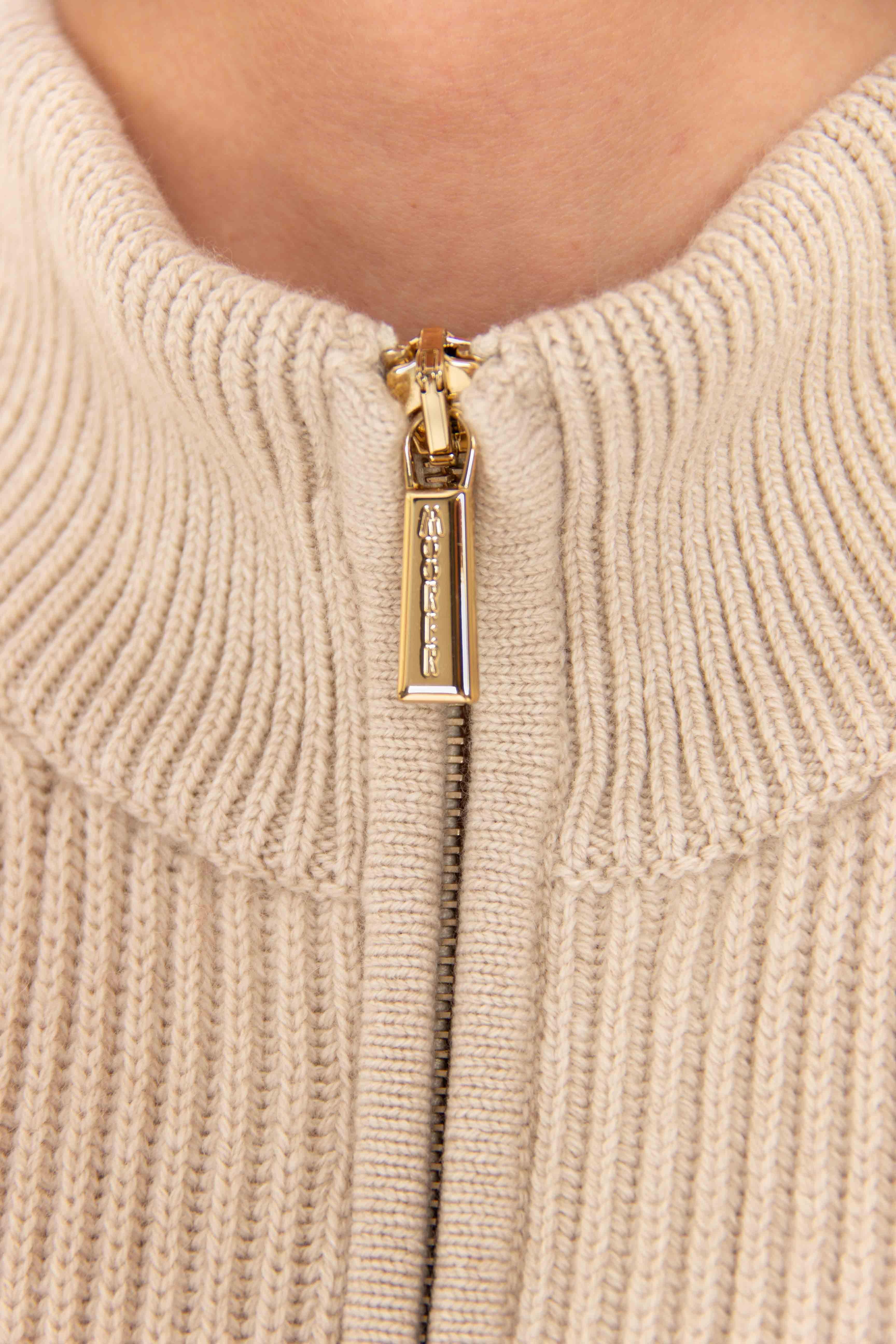 Maglia full zip in baby cashmere modello Ares ARES-BC NATURALE Moorer