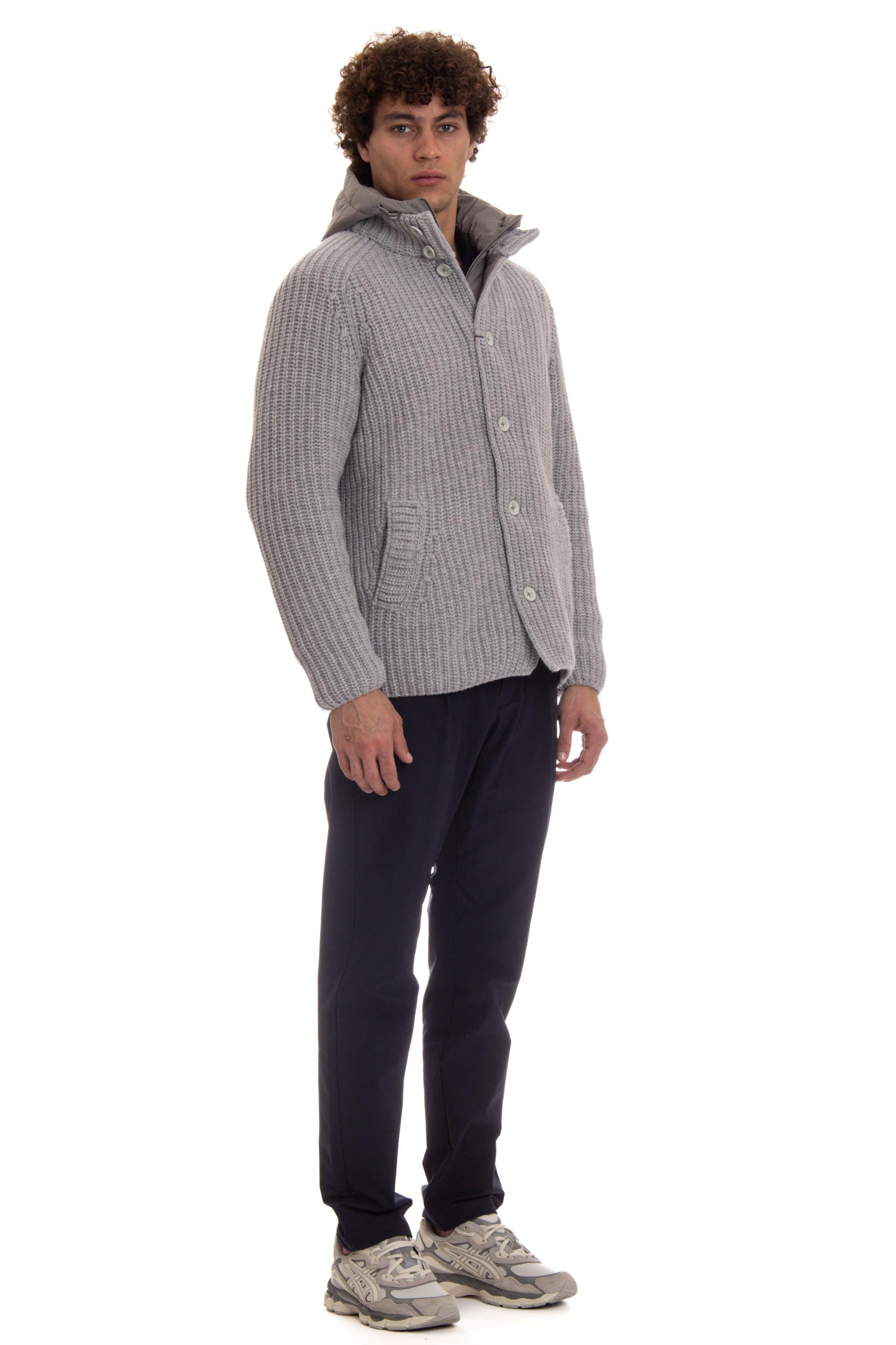 Giubbotto in lana punto pannocchia con doppio colletto removibile MC000150U 70016 9404 Herno