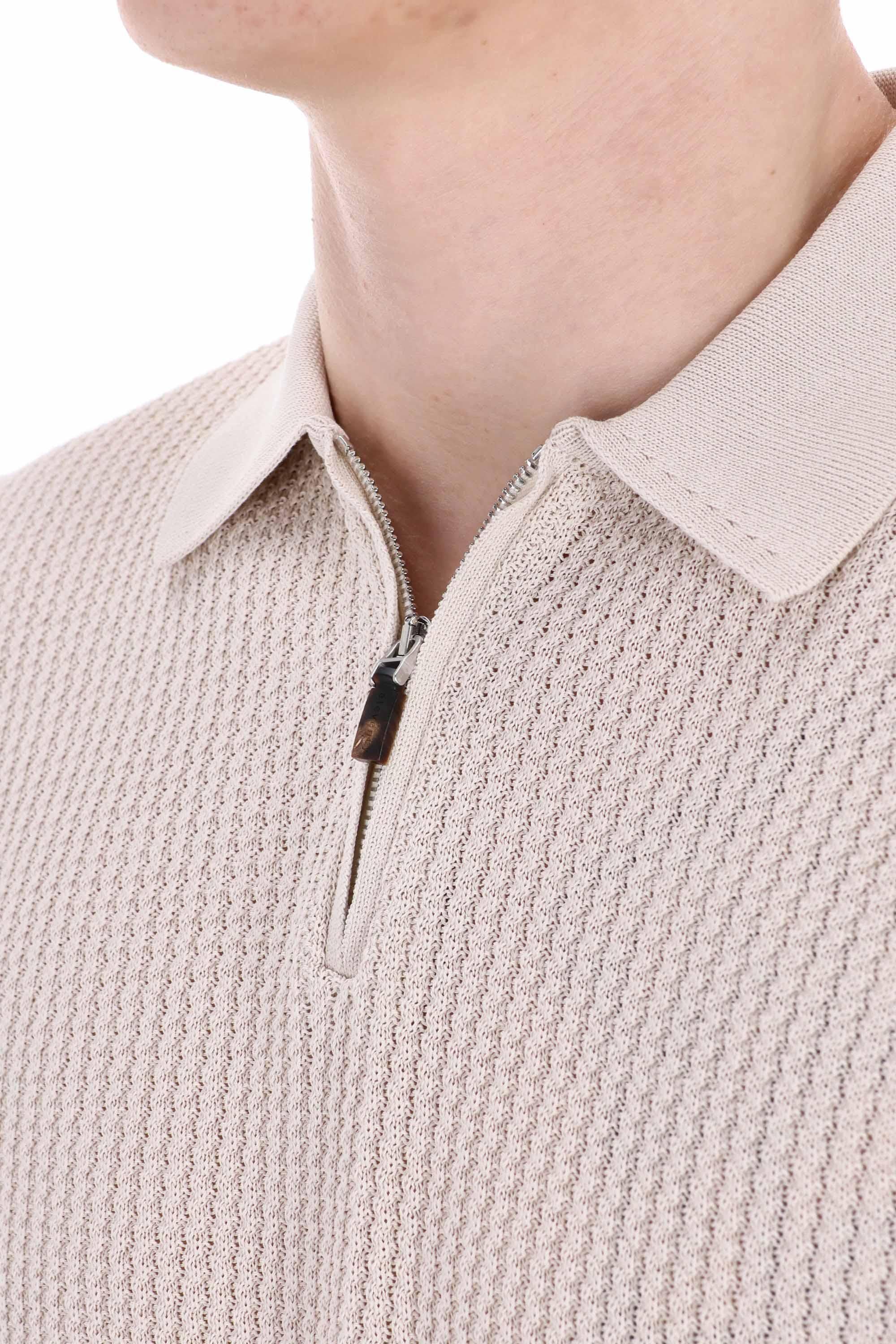Polo a mezza zip in cotone operato K76POLK16 02NNN Eleventy