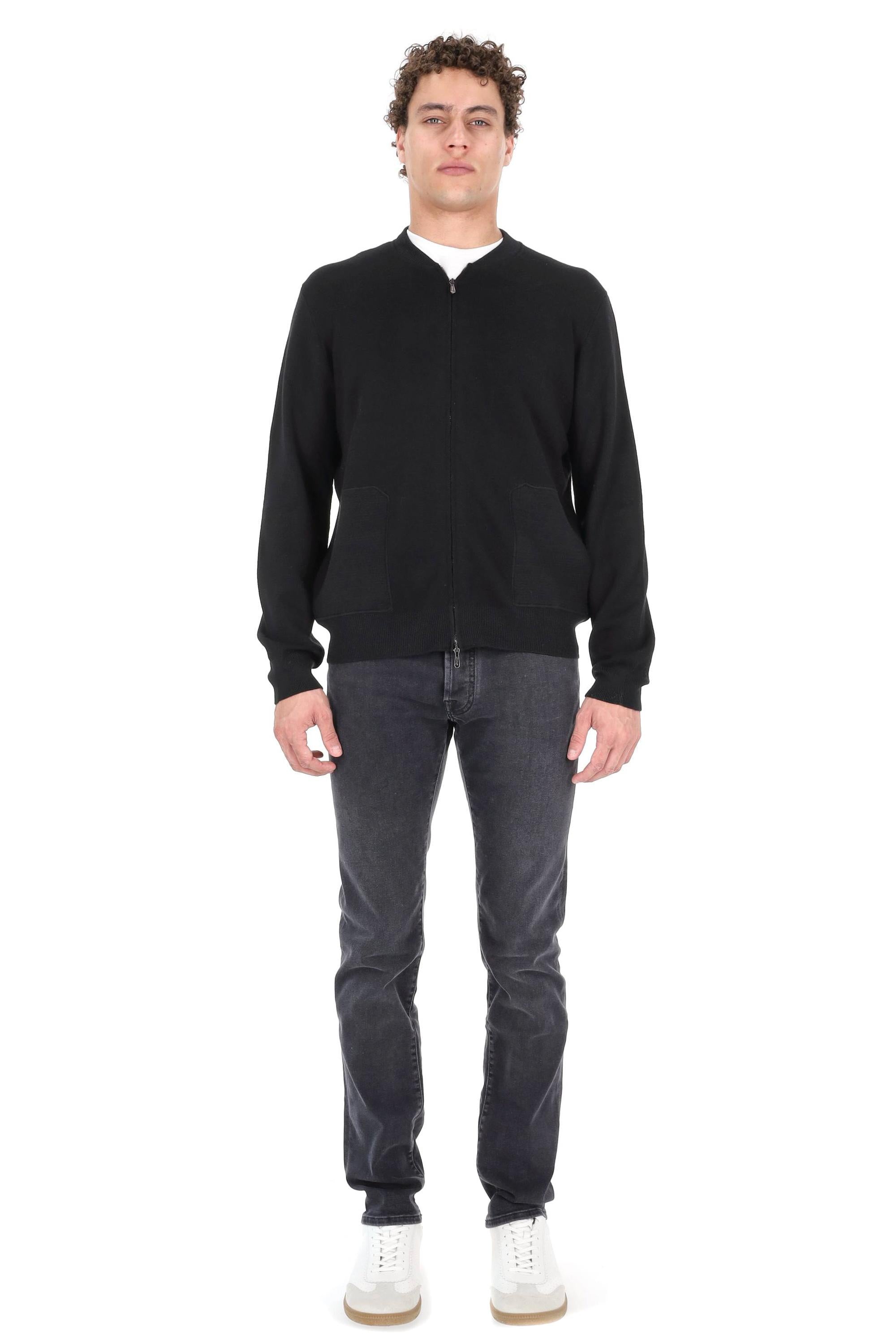 Drumohr Maglia full zip in lana merino collo baseball D1D422 690