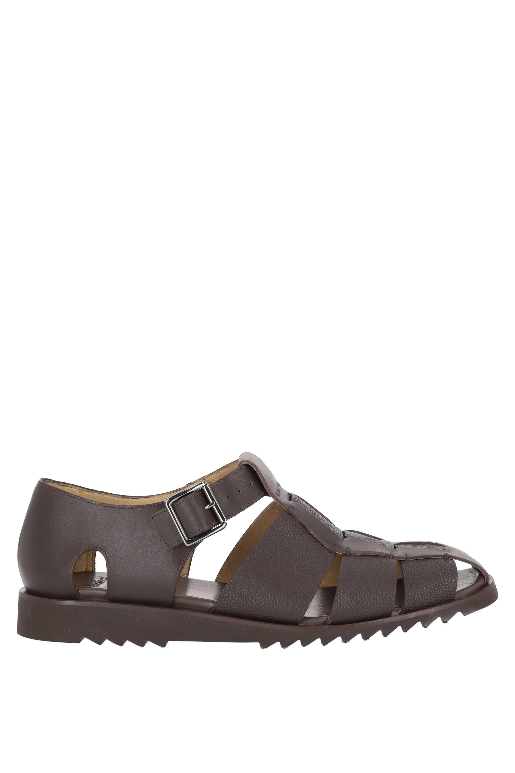 Paraboot Sandalo artigianale a ragnetto in pelle di vacchetta 123366 MARRON-LIS/GR CAFE