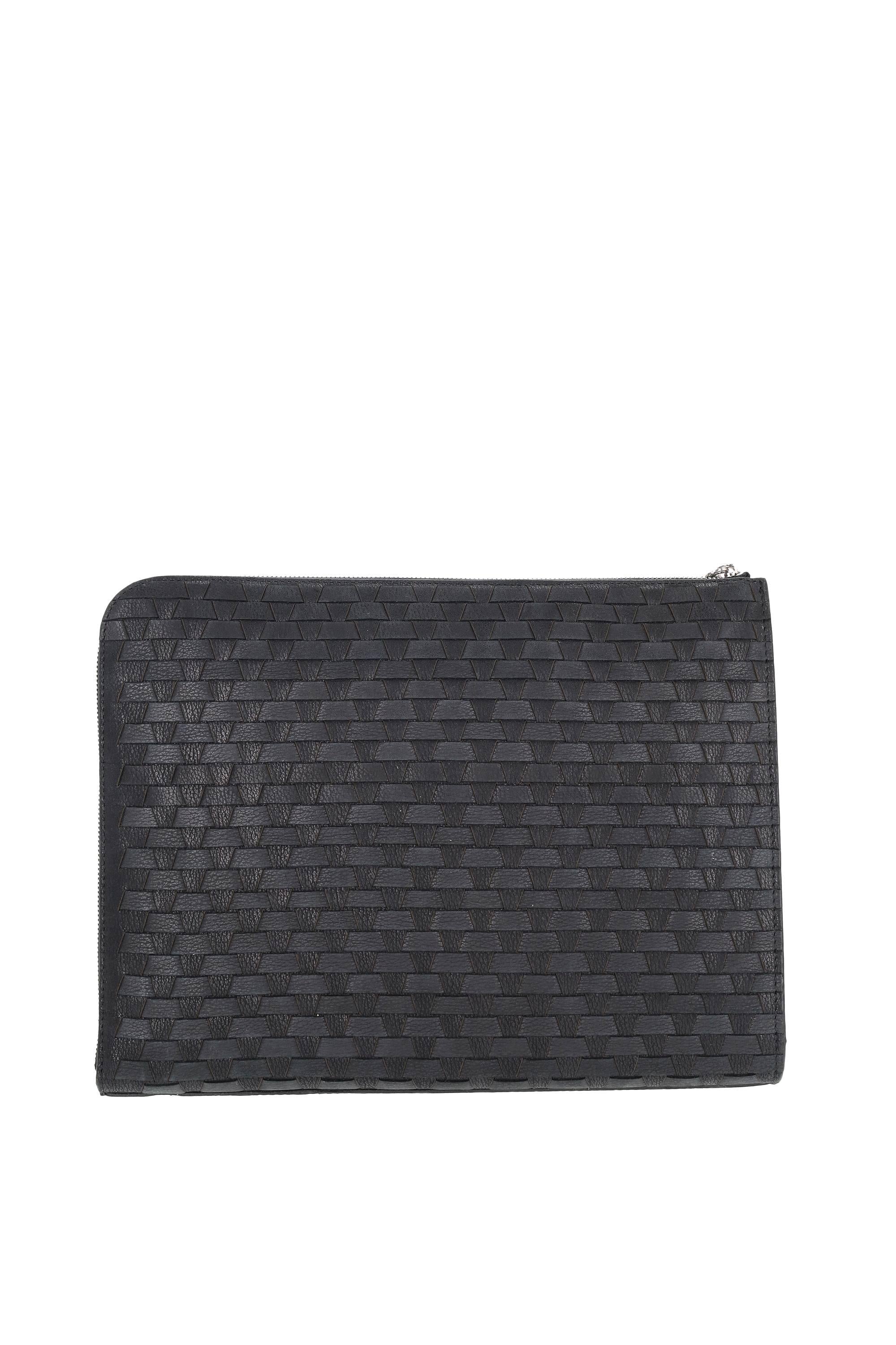 Orciani Portadocumenti in pelle intrecciata P00734_CHW NERO
