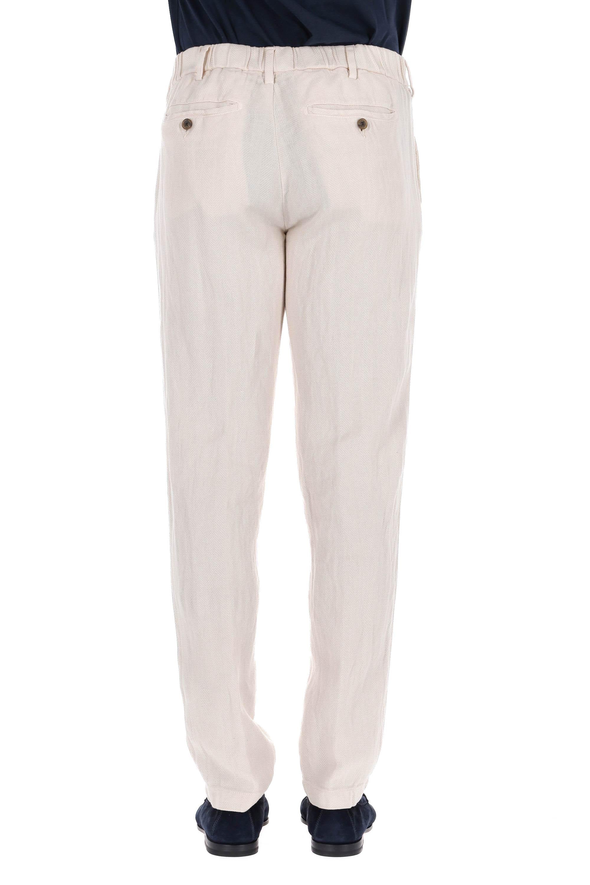 Pantalone a spina di pesce in cotone-lino Apollo 25M12L 78-2 04 Myths