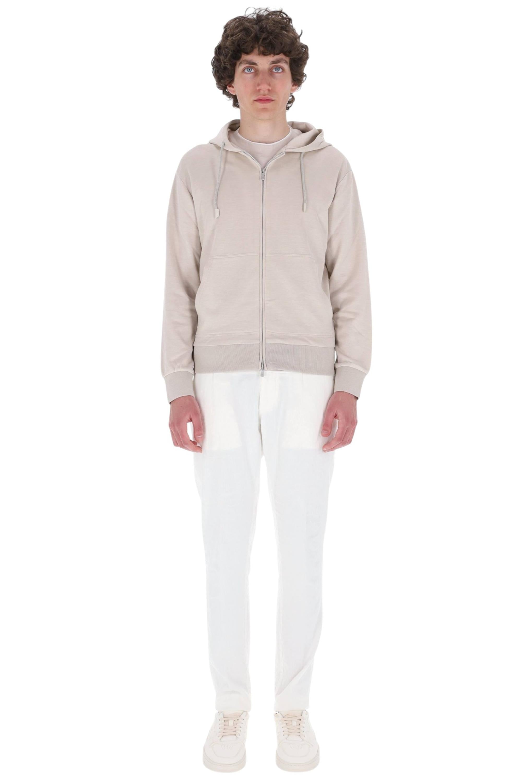 Eleventy Felpa con cappuccio in seta-cotone M75FELK23 TES0K034 02