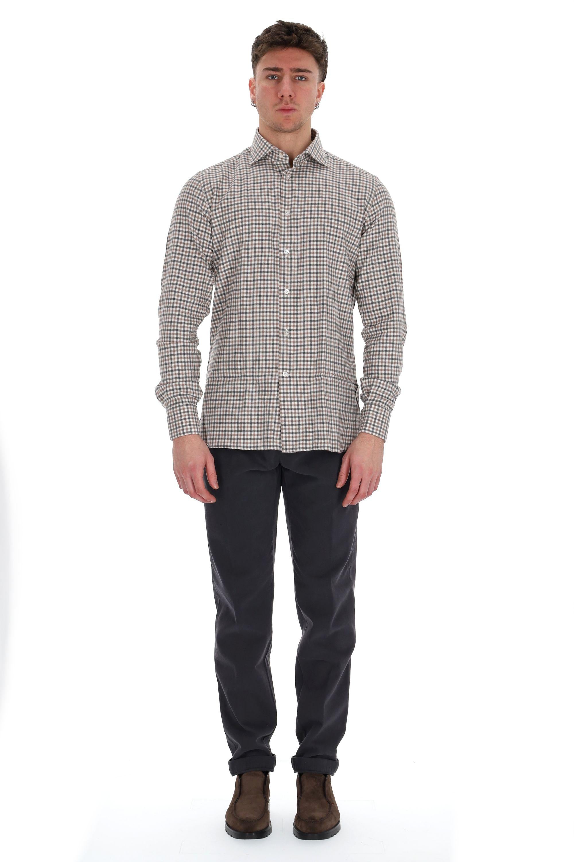 Borriello Camicia sartoriale in flanella vichy 17039/2 1