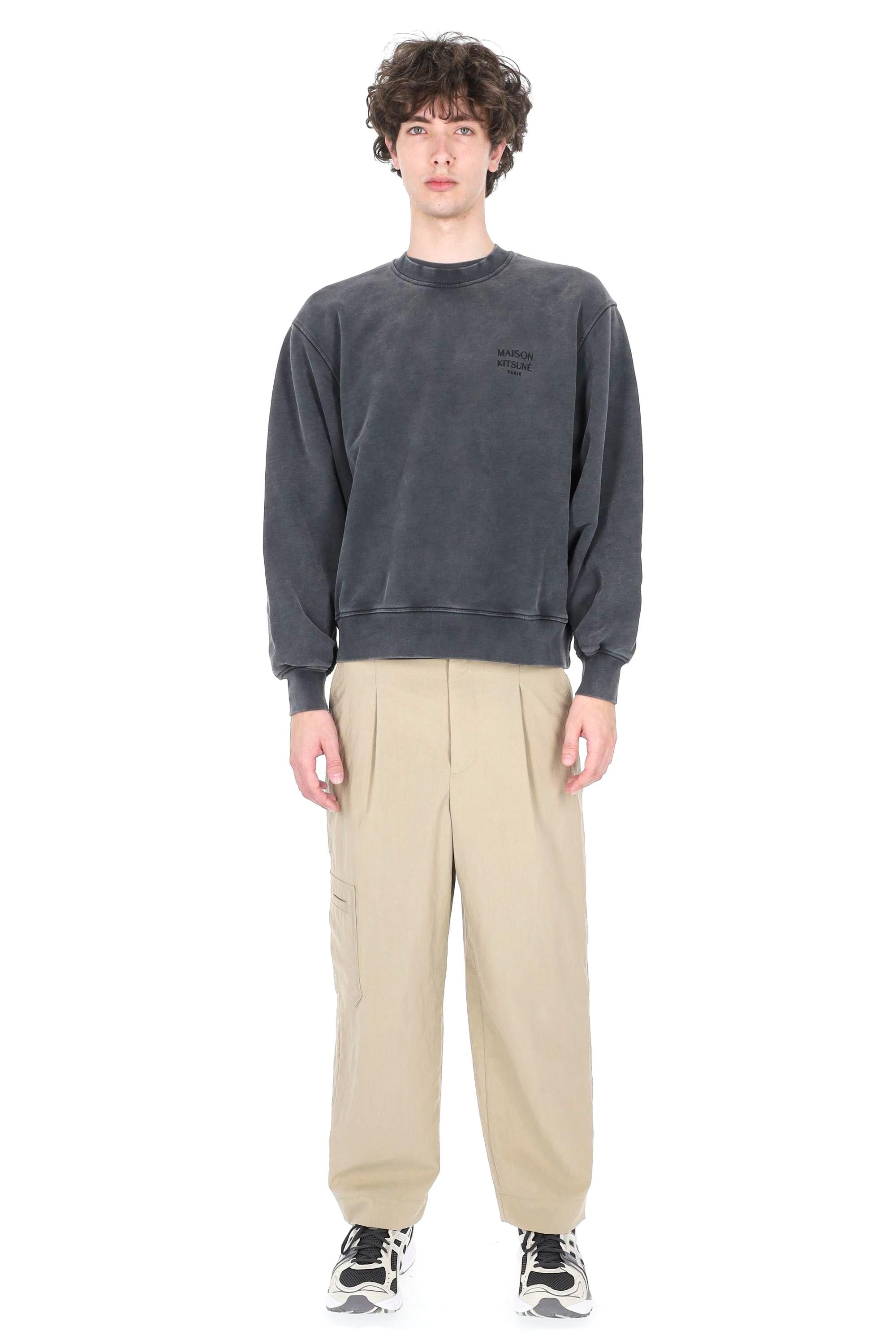 Maison Kitsuné Felpa girocollo in cotone faded QM00312KM0341 BLACK FADED