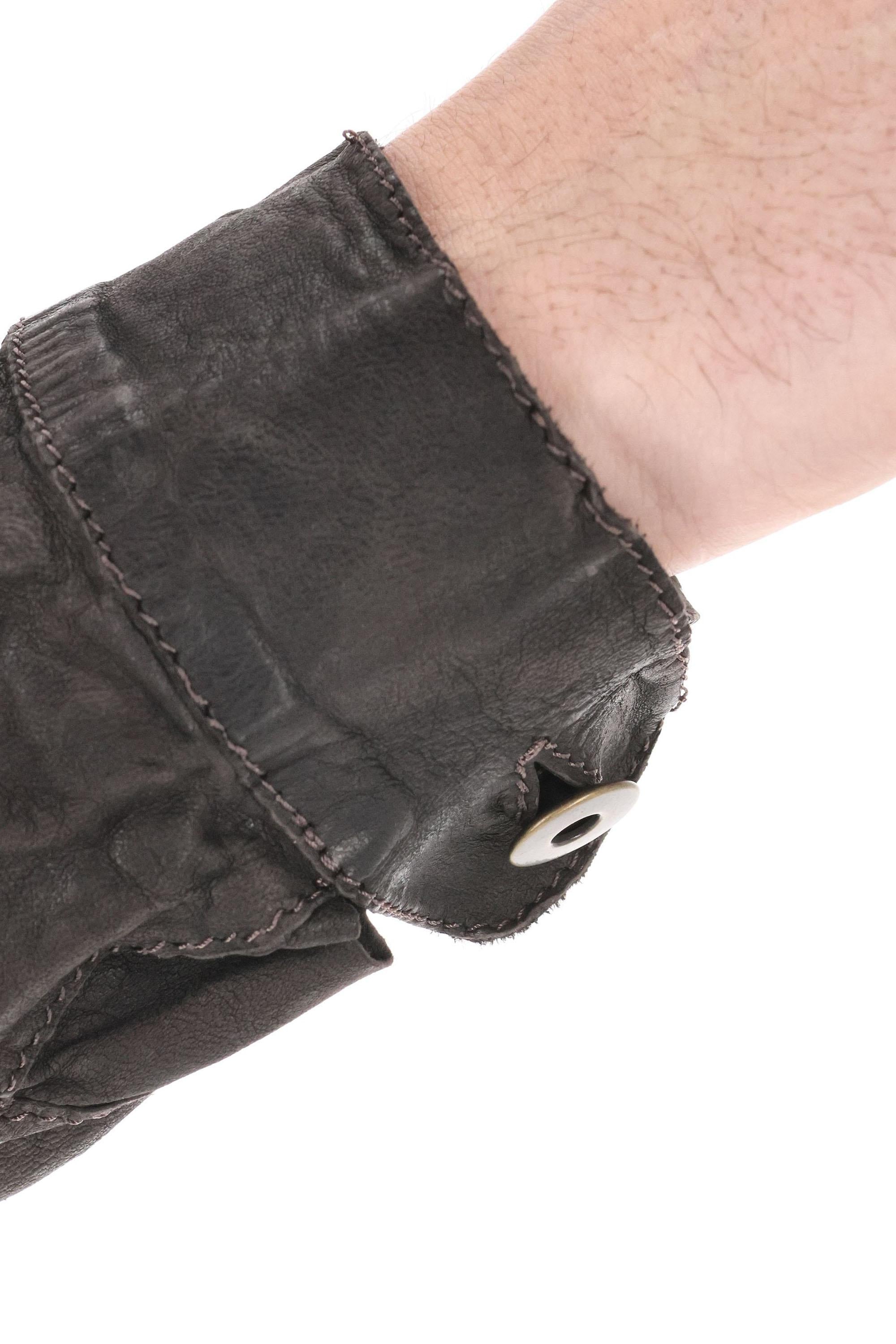 Salvatore Santoro Overshirt in pelle di agnello delavè 48573-U NIV_COFFEE