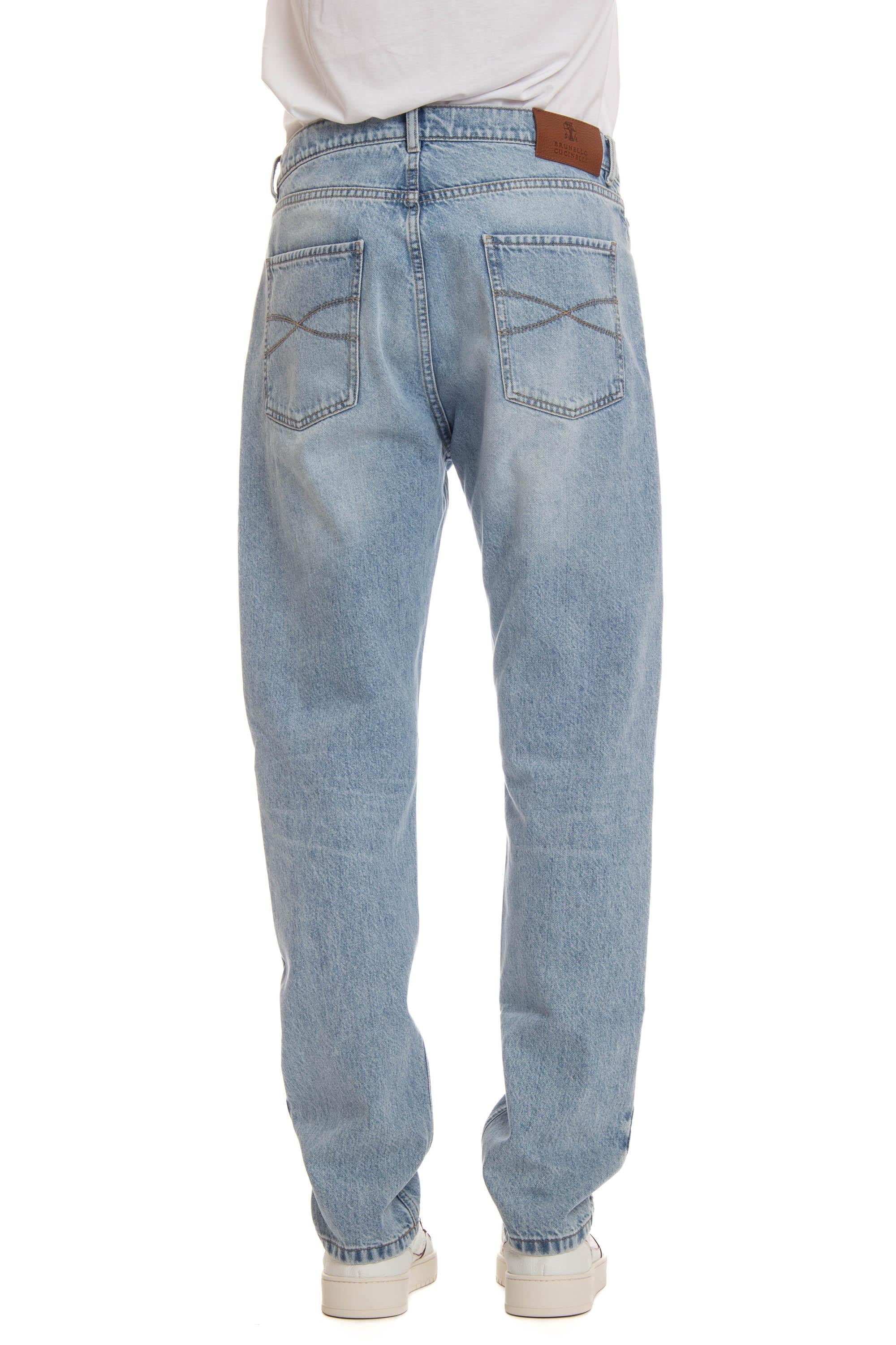 Jeans in cotone etichetta pelle M241P01090 C9003 Brunello Cucinelli