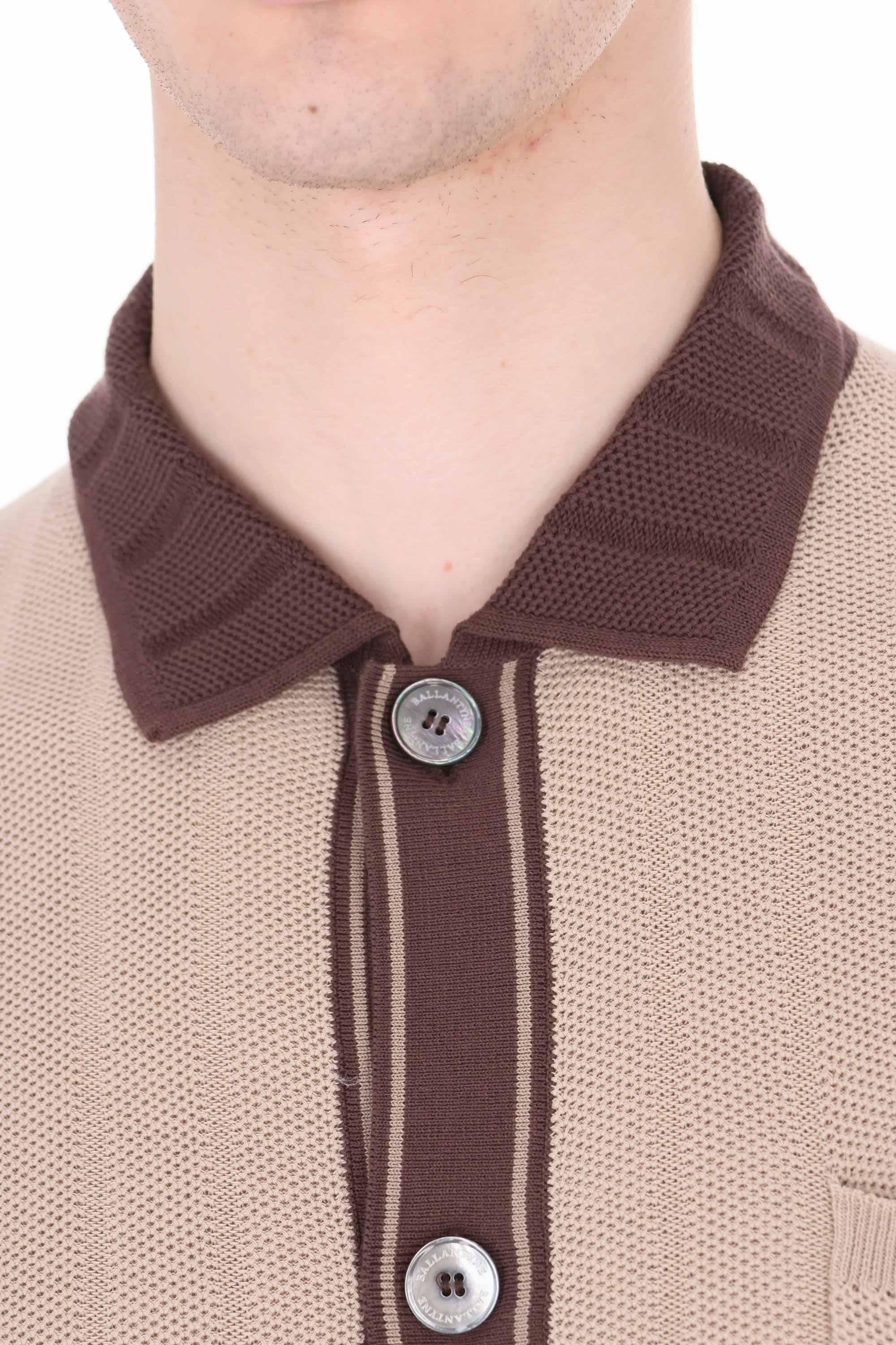 Ballantyne Polo-camicia in cotone tramato con profili in contrasto B2H034 14C13 94539