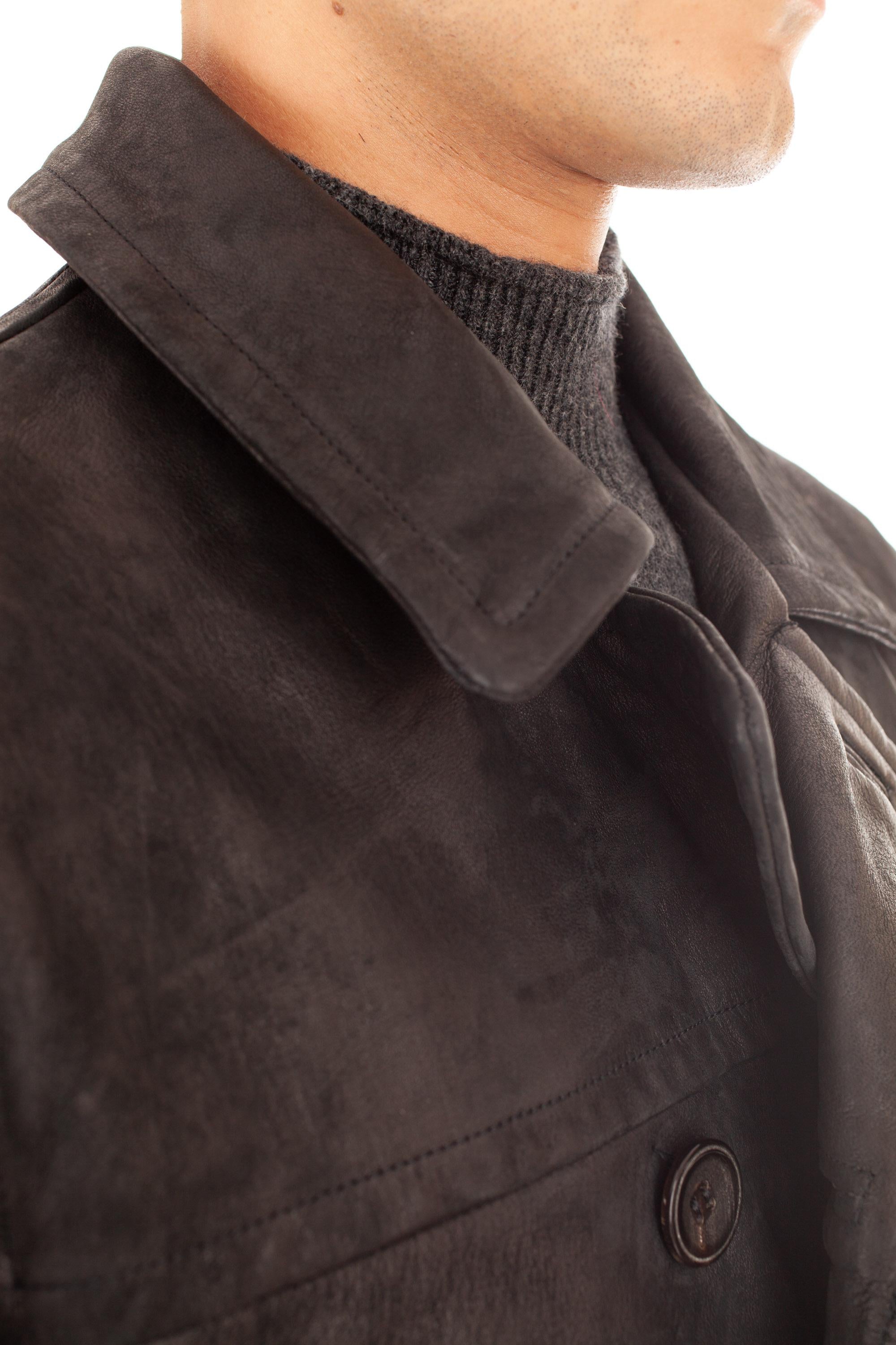 Giorgio Brato Peacoat artigianale in pelle GU24F18002VBRUSH NERO