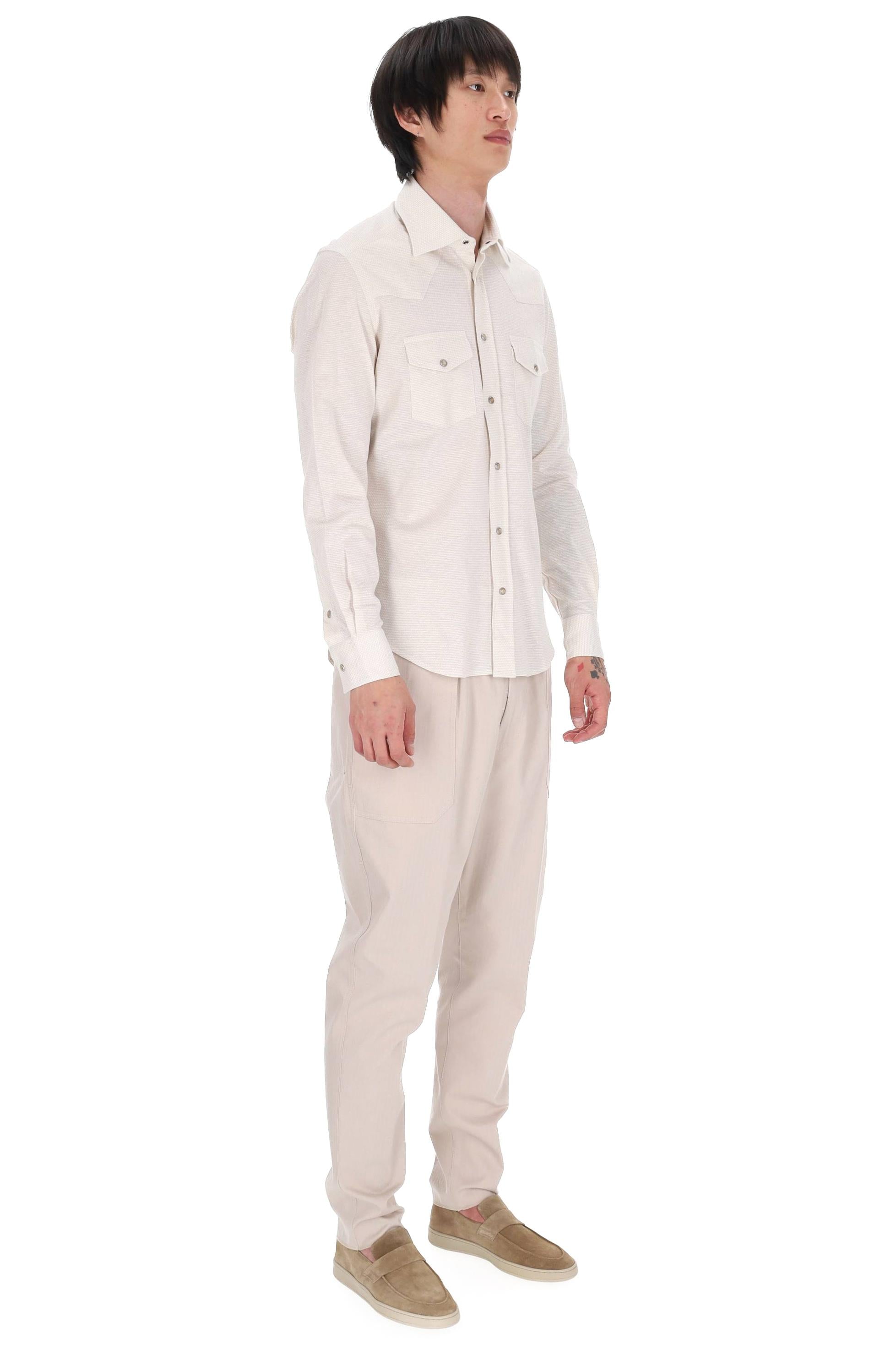 Eleventy Camicia tramata in cotone-lino modello texas M75CAMK02 TES0M127 02