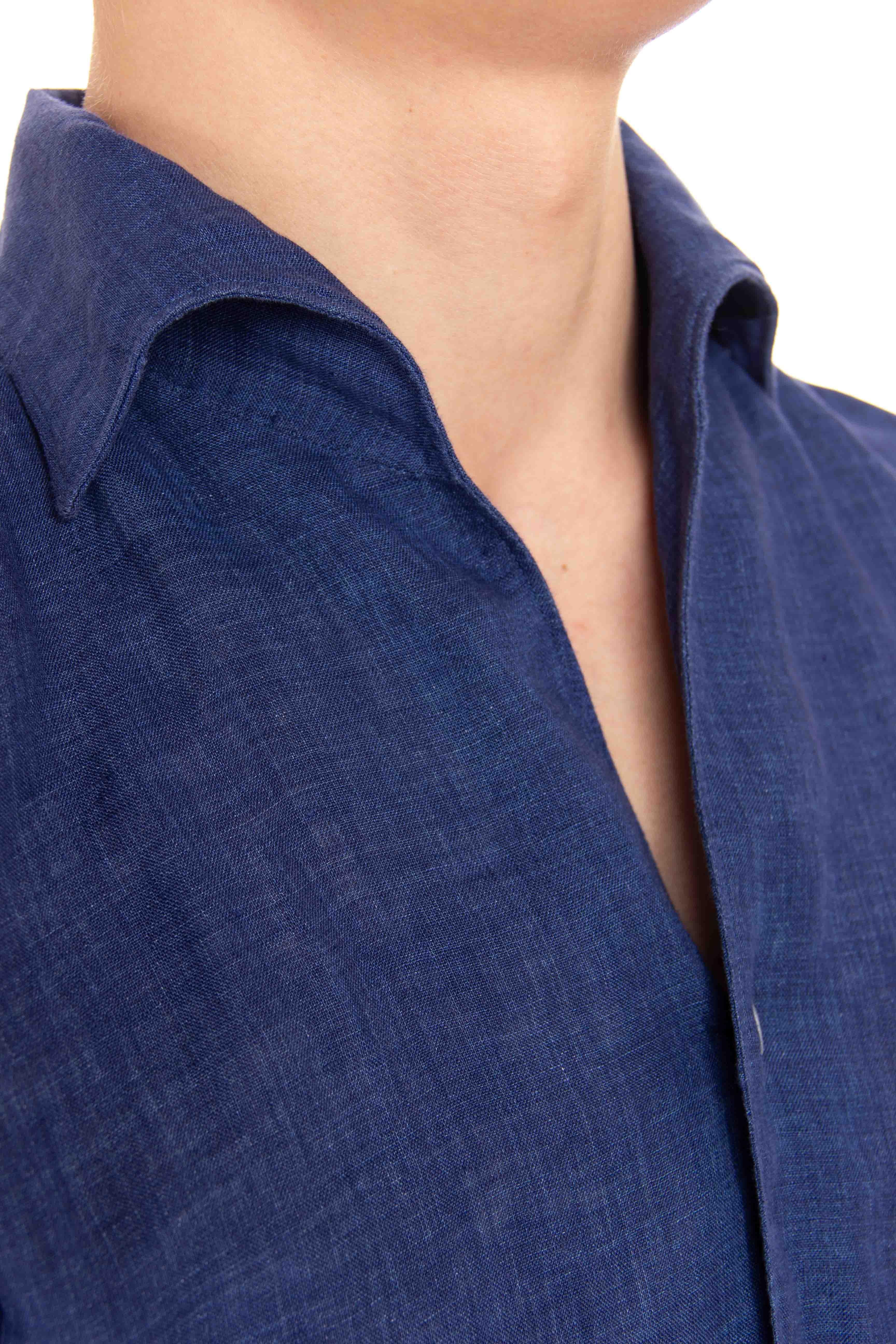 Camicia in lino con collo paramontura 046348-C0364 04 Finamore