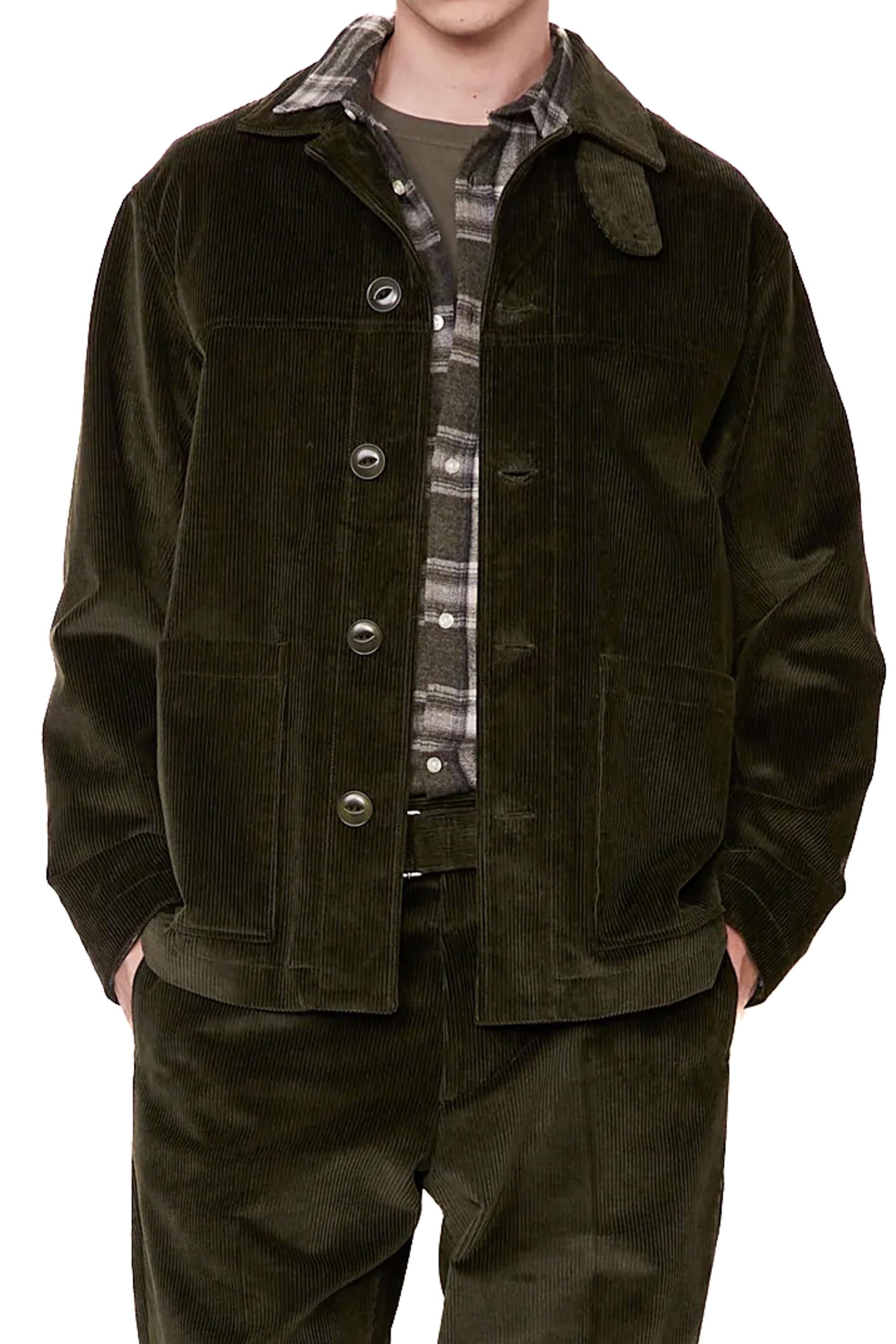 Officine Générale Work jacket in velluto a coste mod. Ulysse MOTW609 DARK LICHENE