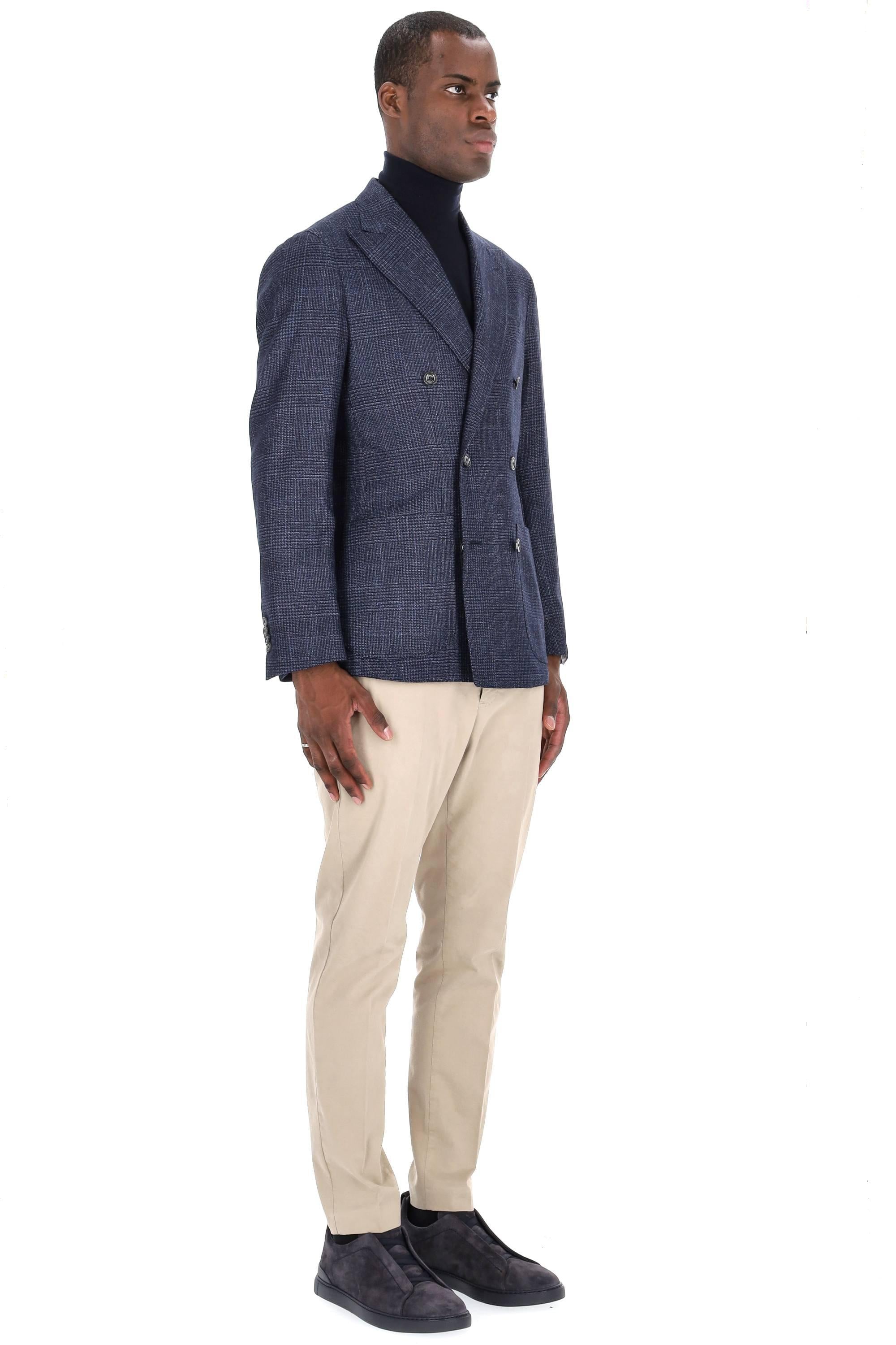 Barba Giacca sartoriale principe di Galles in lana-seta-cashmere DP__51054 0088