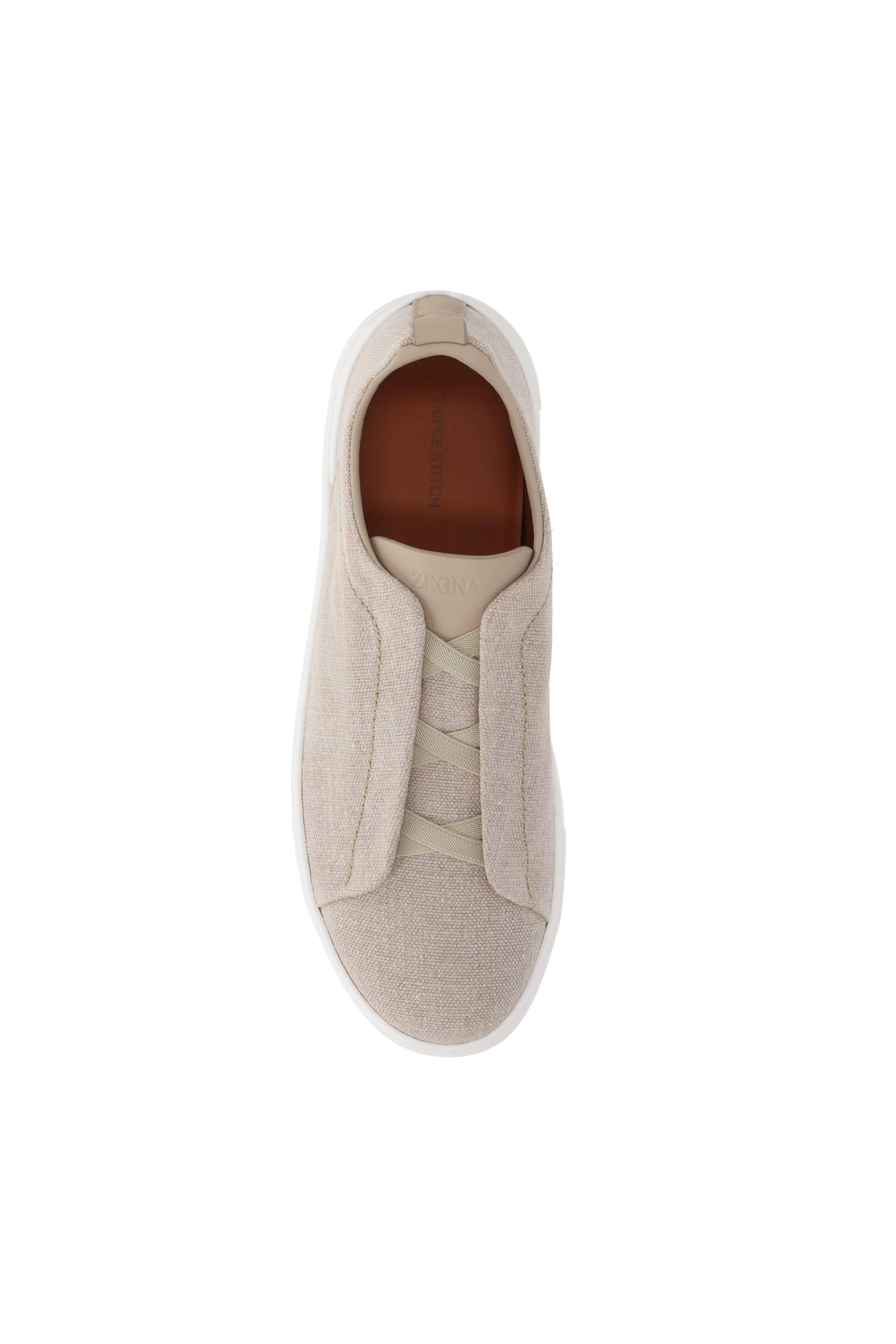 Zegna Sneaker Triple Stitch in cotone canvas LHLNA-S7981Z NAT