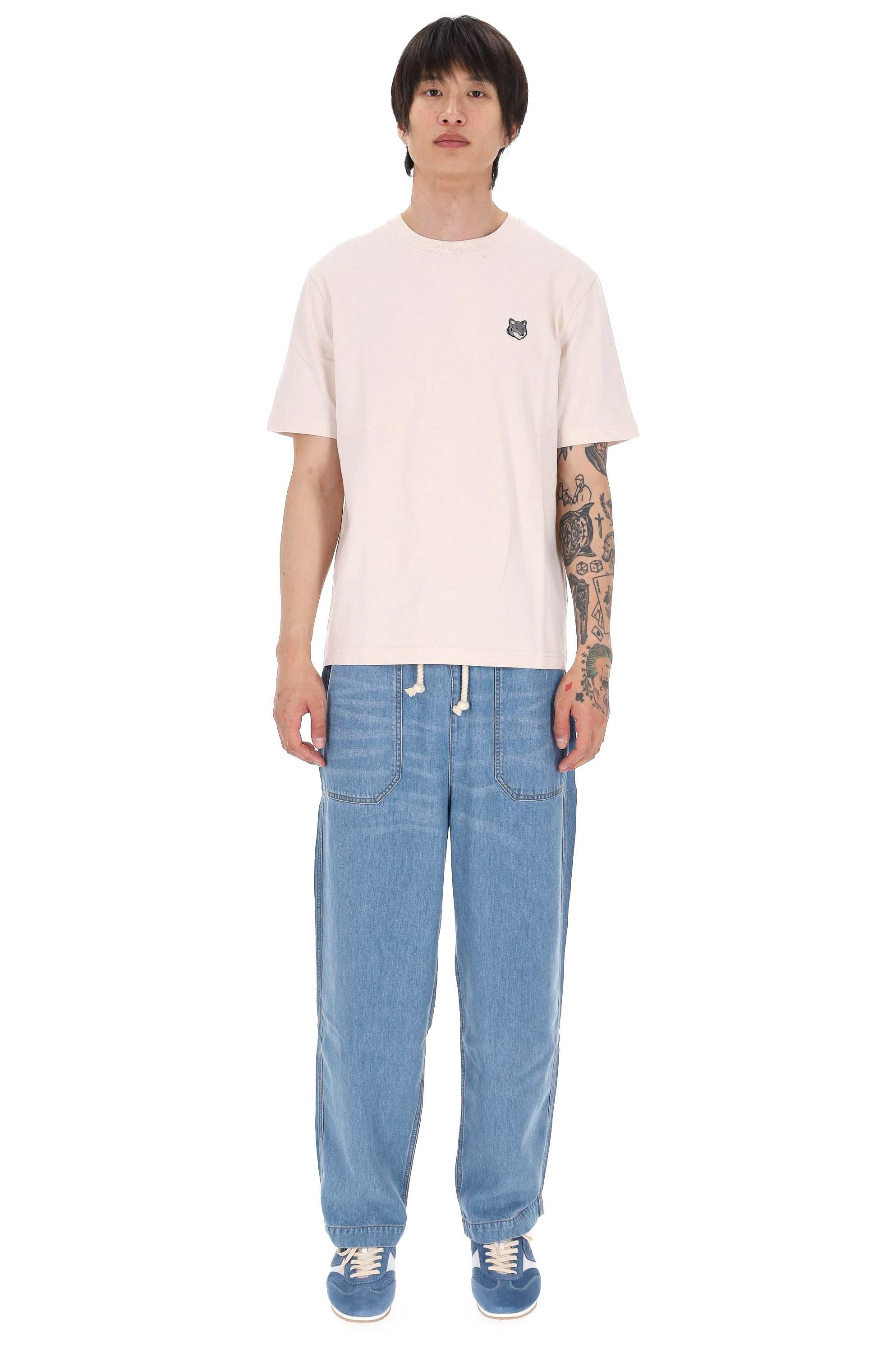 Maison Kitsuné T-shirt in cotone regular fit con volpe grigia PM00108KJ7025 LILAC POWDER