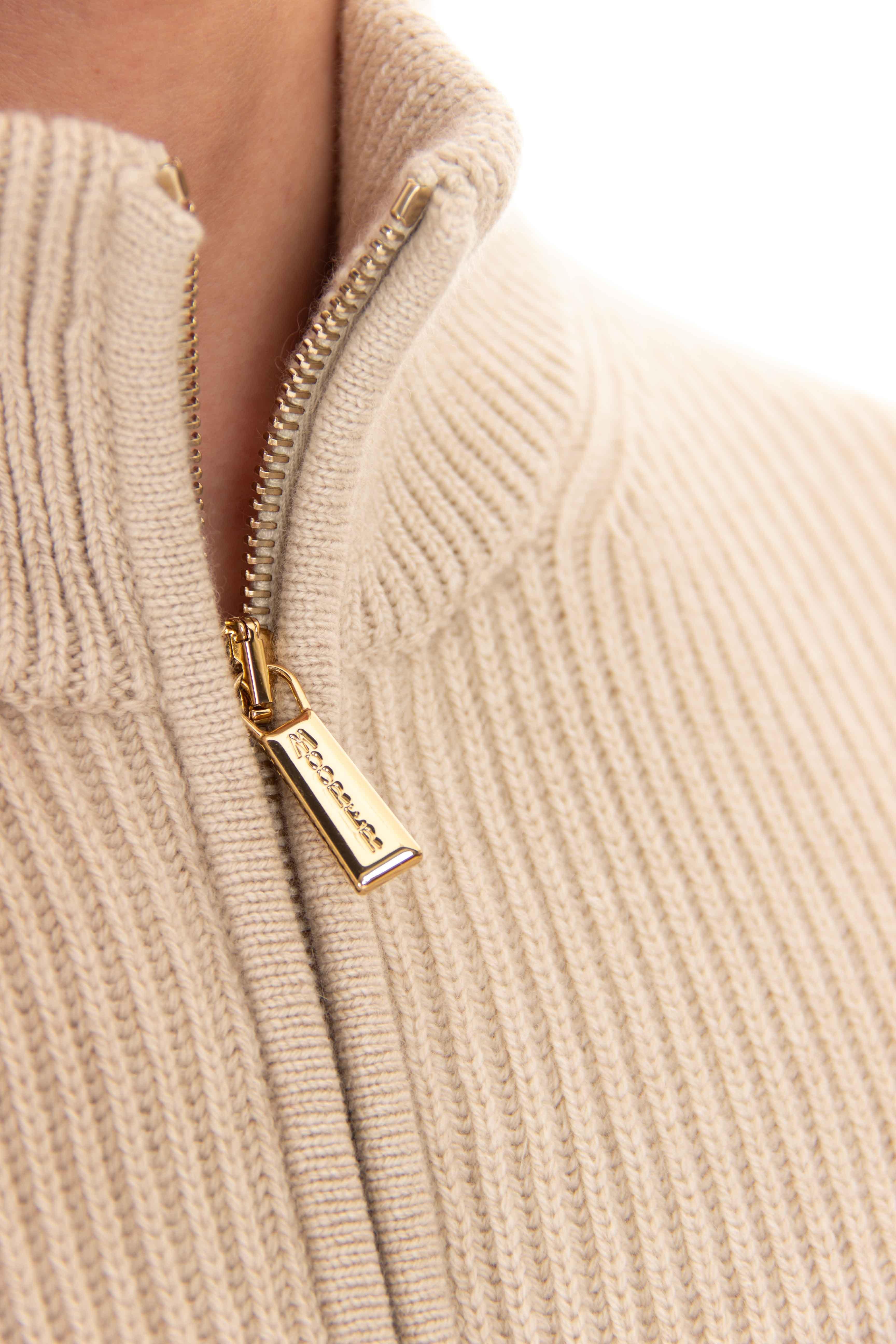 Maglia full zip in baby cashmere modello Ares ARES-BC NATURALE Moorer